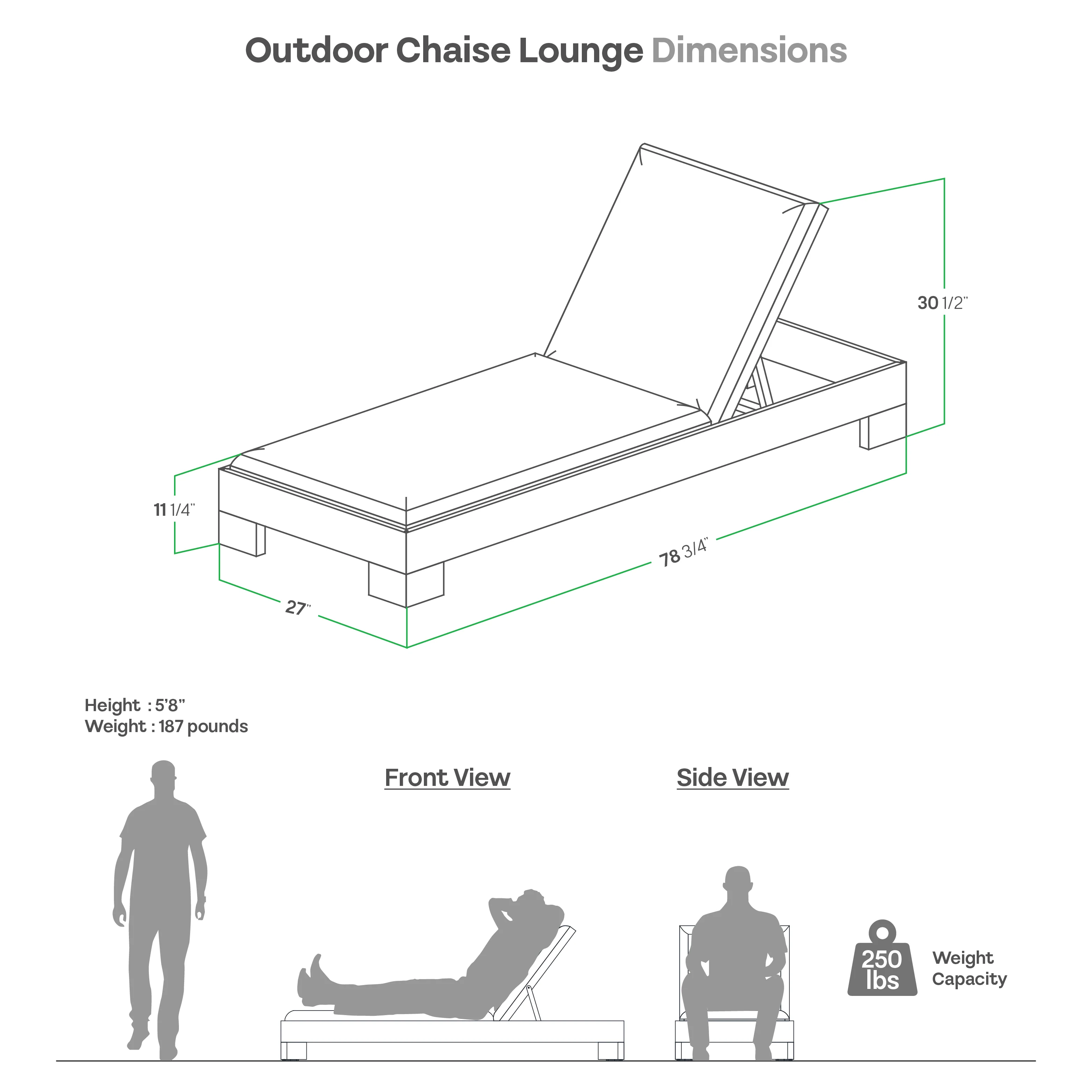 Napa Teak Wood Outdoor Chaise Lounge Gray Padded Seat – FREE Furniture Cover - Image 24