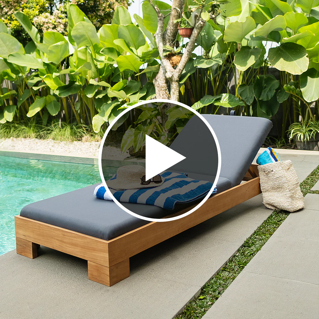 Napa Teak Wood Outdoor Chaise Lounge Gray Padded Seat – FREE Furniture Cover - Image 5