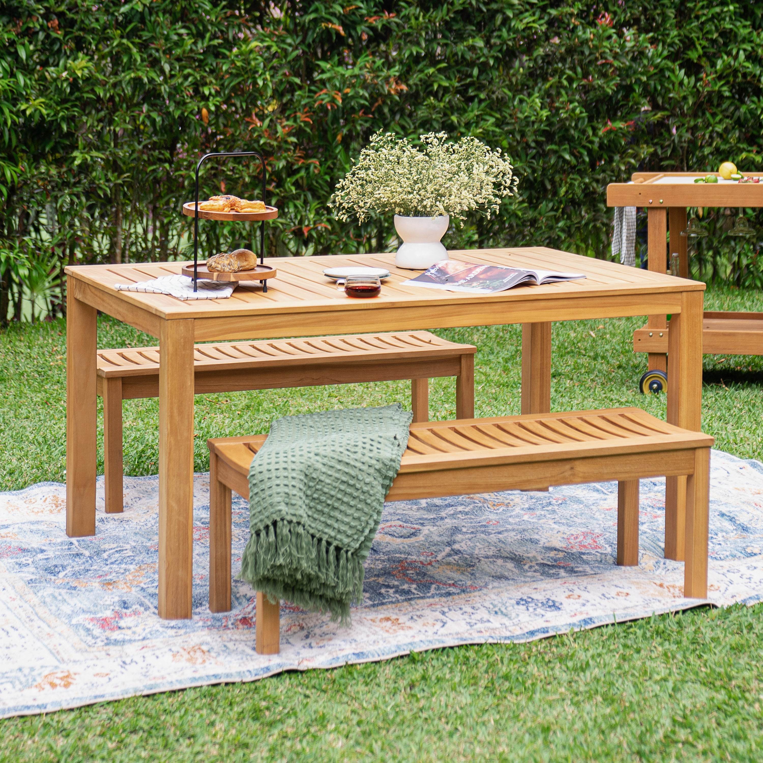 Napa Teak Wood Outdoor Dining Table - Image 3