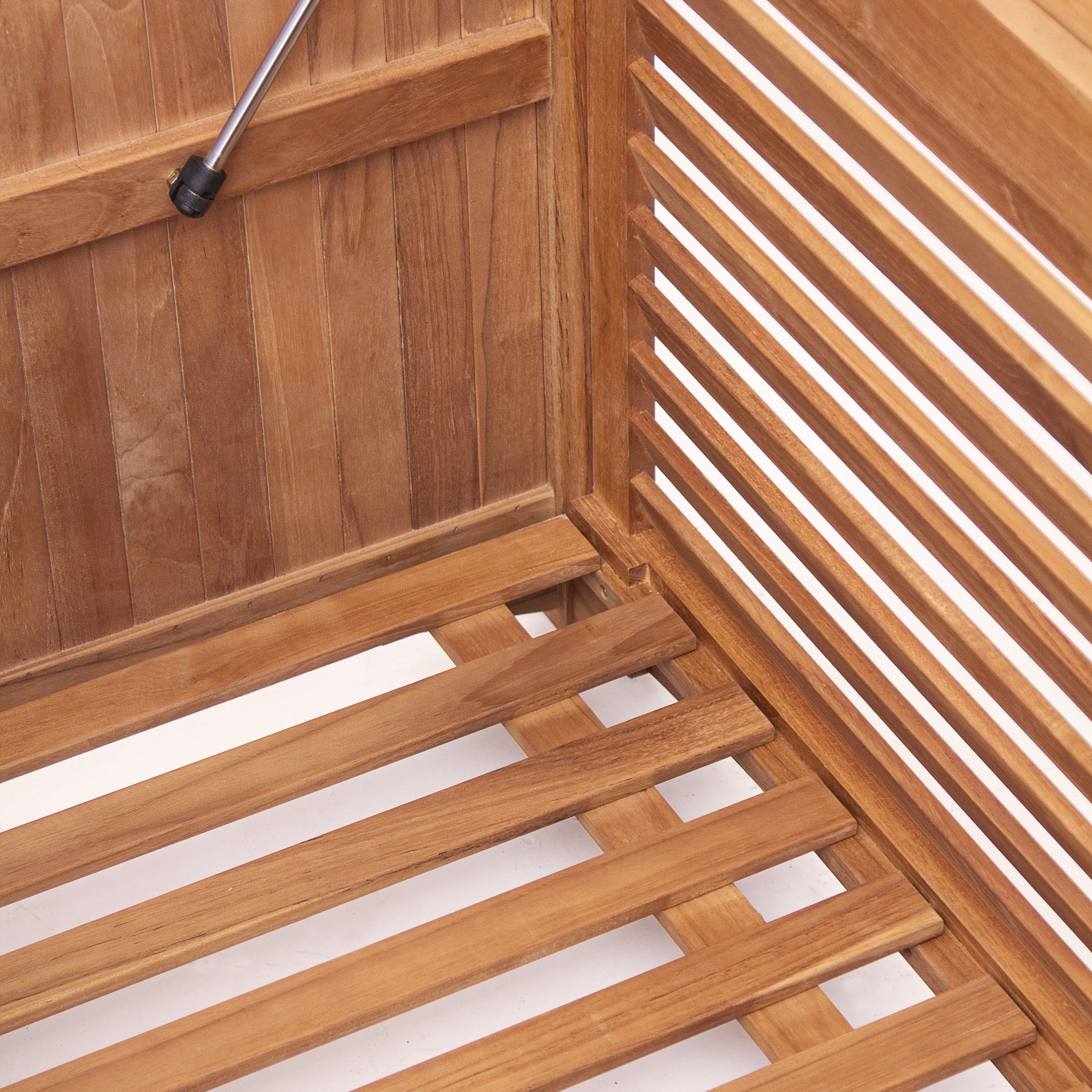 Napa Teak Wood Outdoor Storage Deck Box with Patio Furniture Cover - Image 11
