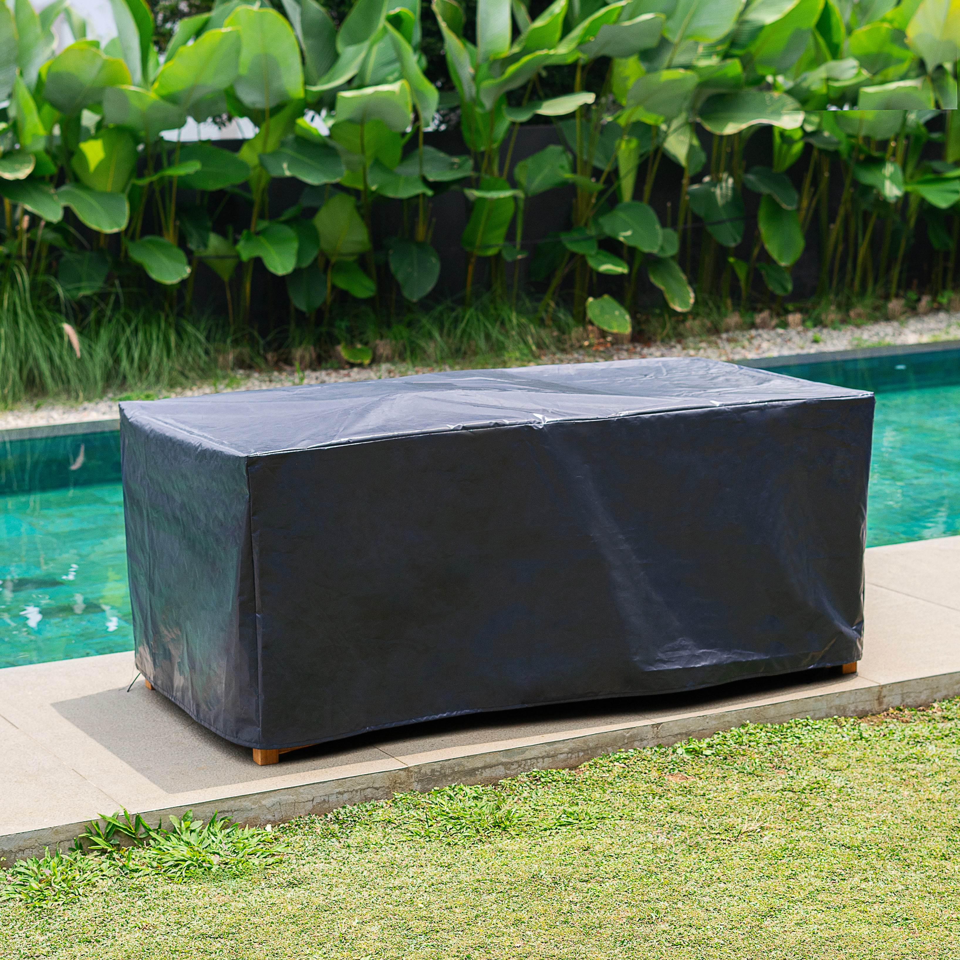 Napa Teak Wood Outdoor Storage Deck Box with Patio Furniture Cover - Image 7