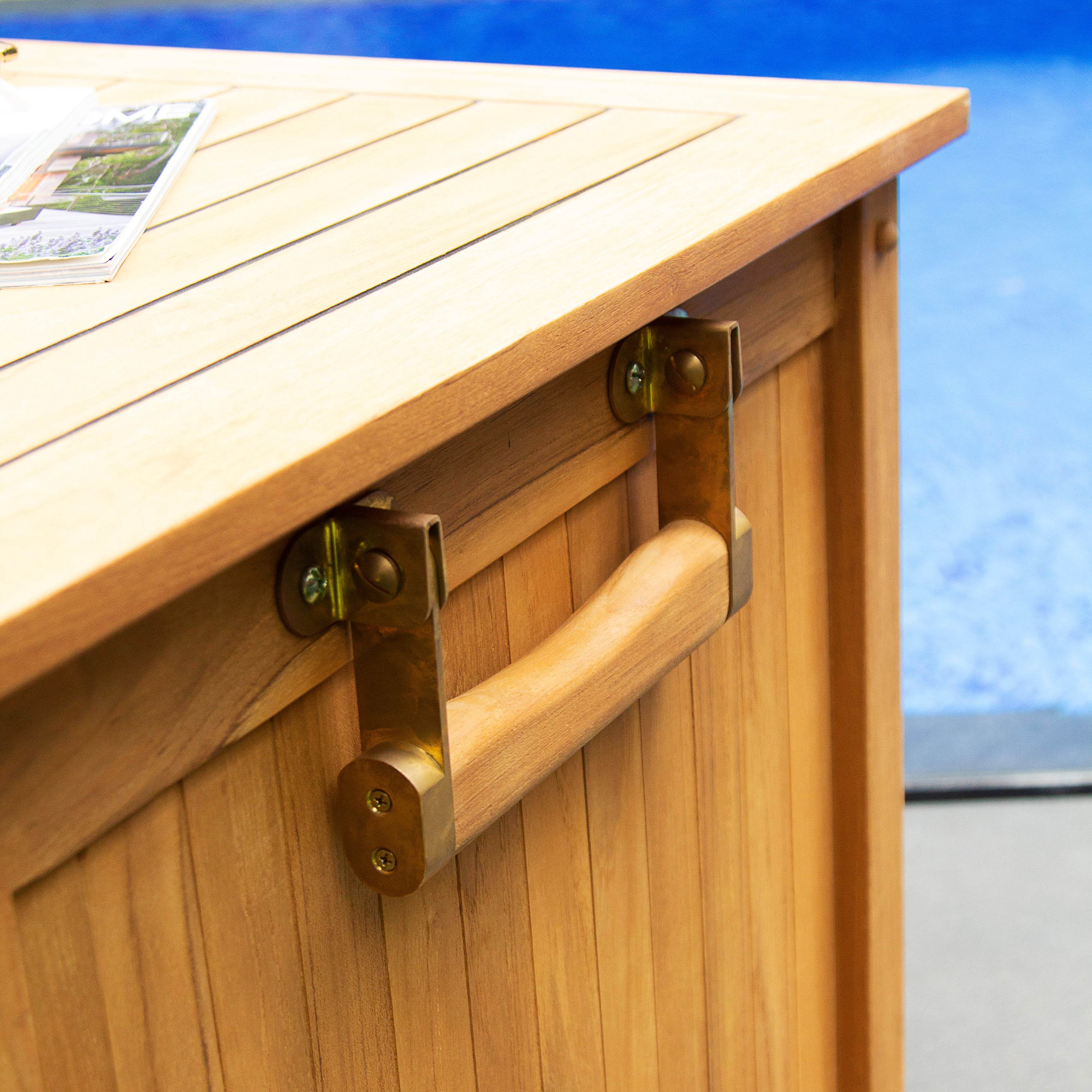 Napa Teak Wood Outdoor Storage Deck Box with Patio Furniture Cover - Image 9