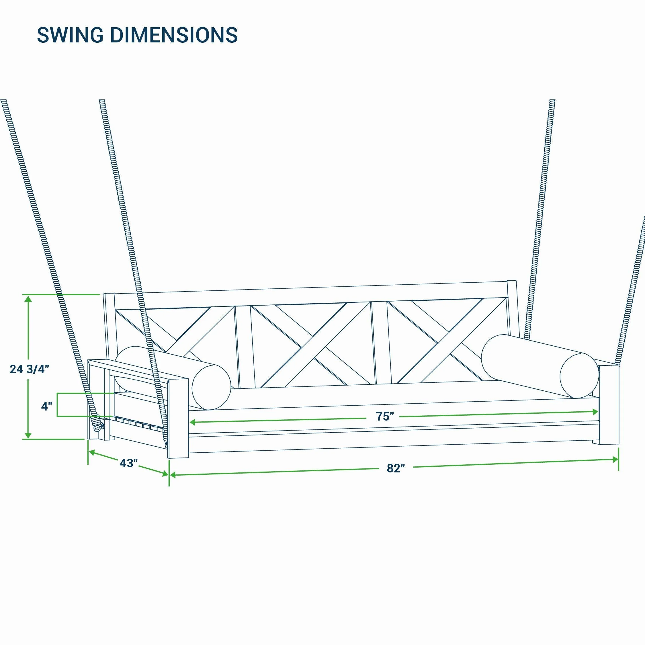 Napa Teak Wood Outdoor Swing Daybed with Off-White Cushion - Image 11