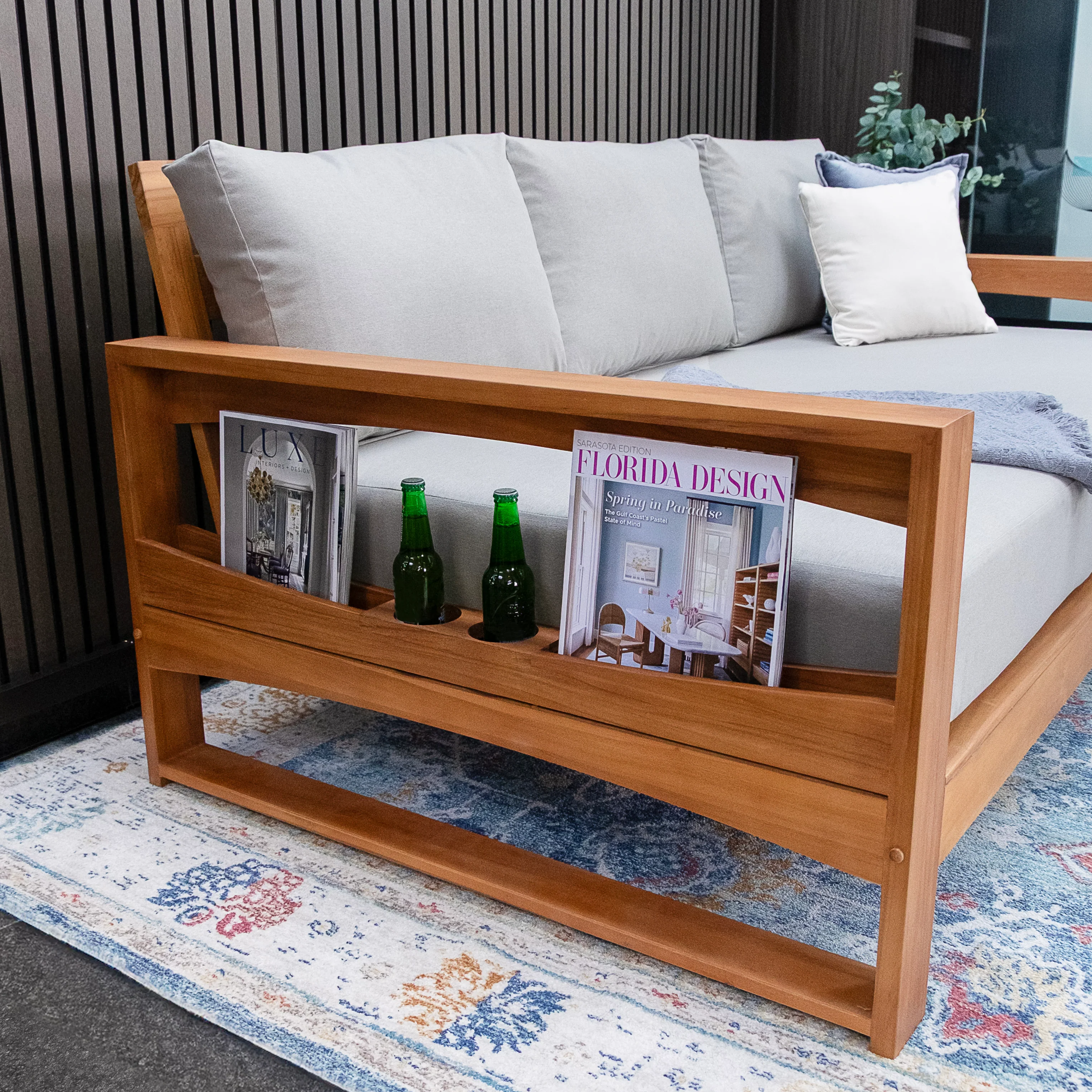 Napa Teak Wood Patio Sofa Daybed with Oyster Cushion - Image 10