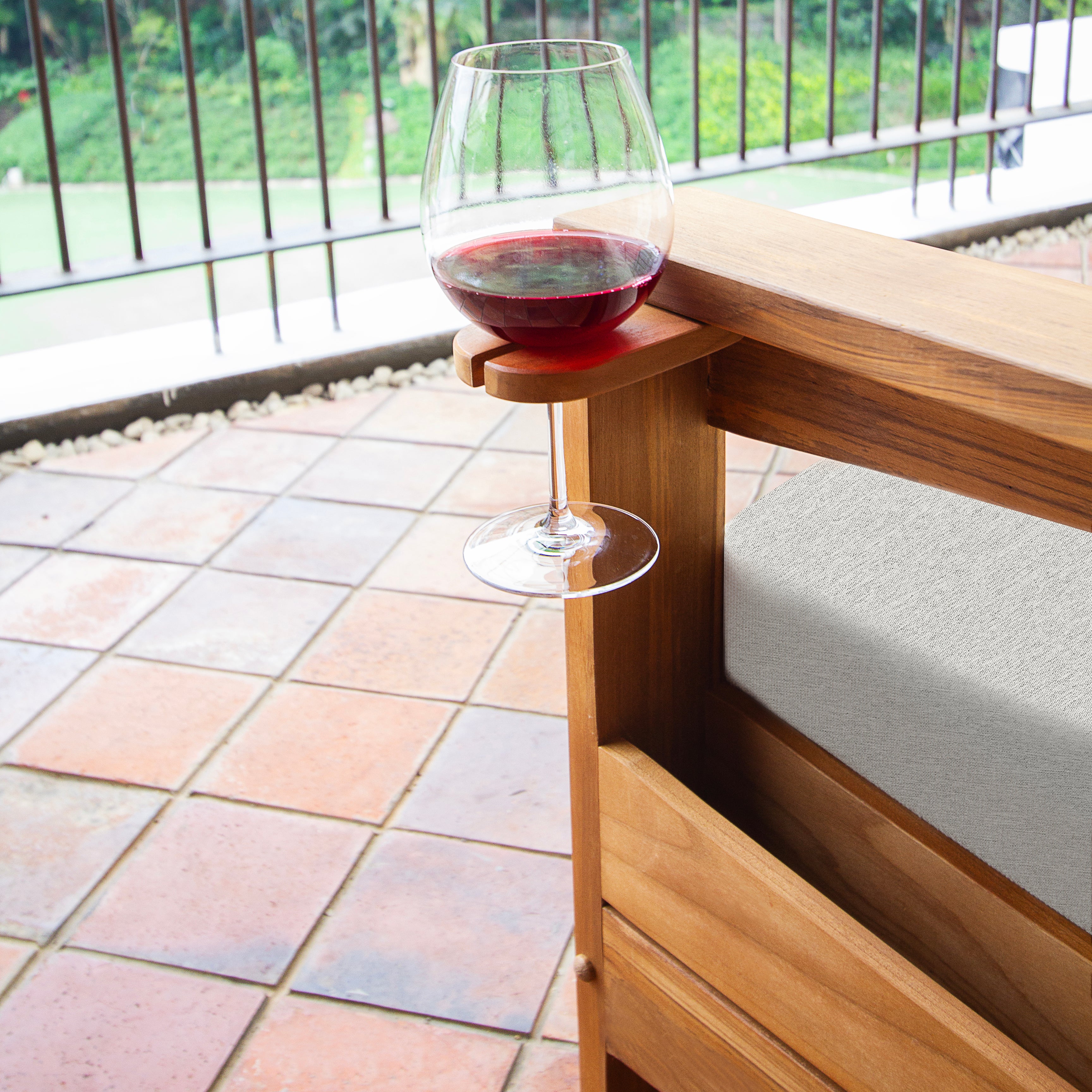 Napa Teak Wood Patio Sofa Daybed with Oyster Cushion - Image 11