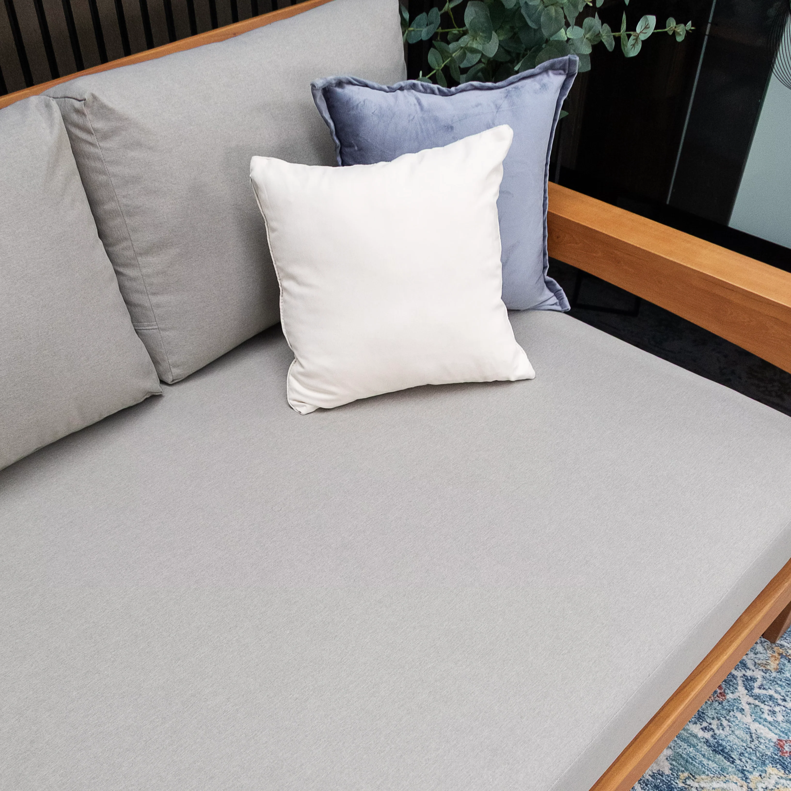 Napa Teak Wood Patio Sofa Daybed with Oyster Cushion - Image 8