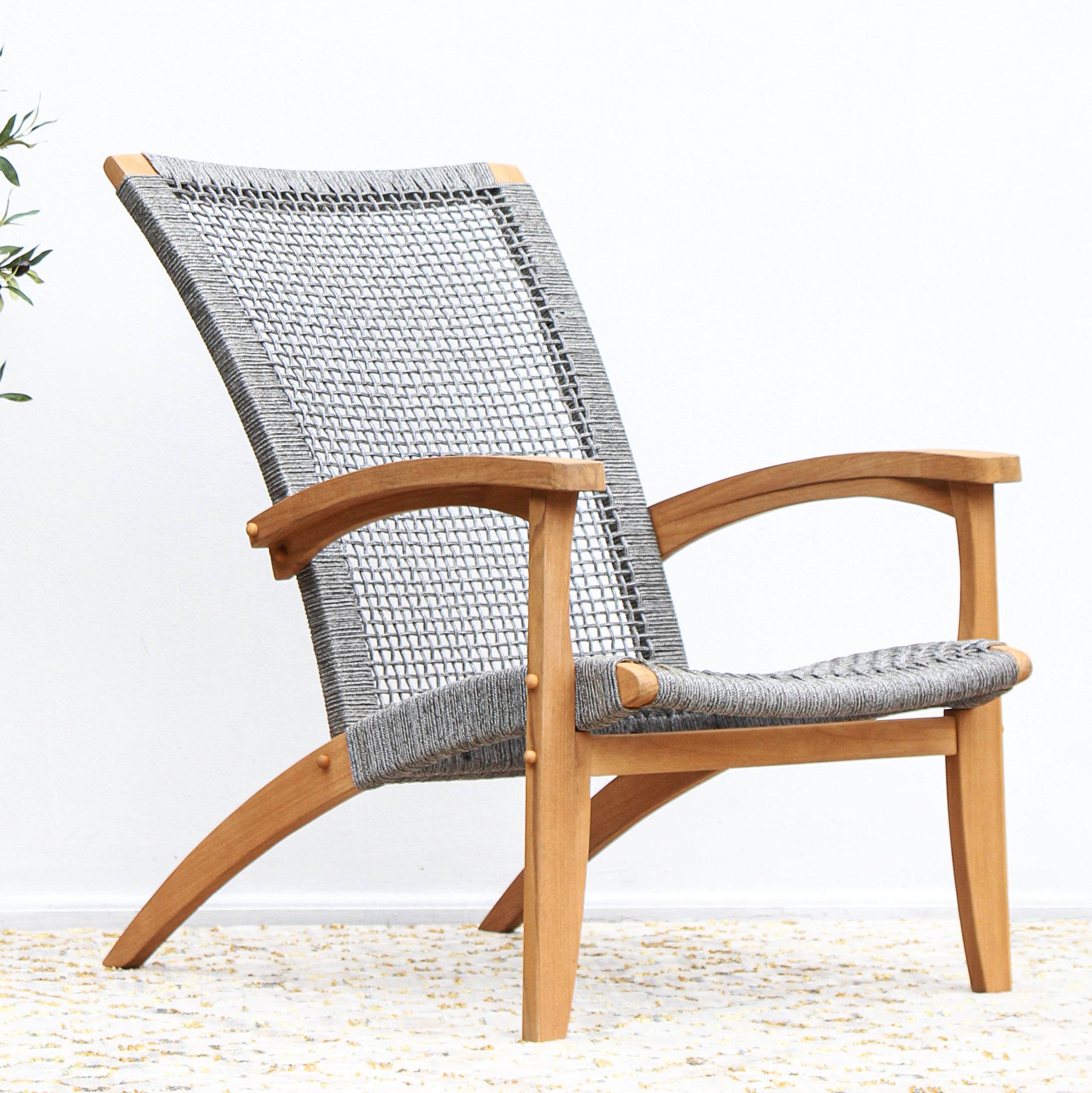 Nassau Teak Wood 3 Piece Patio Conversation Set - Image 4