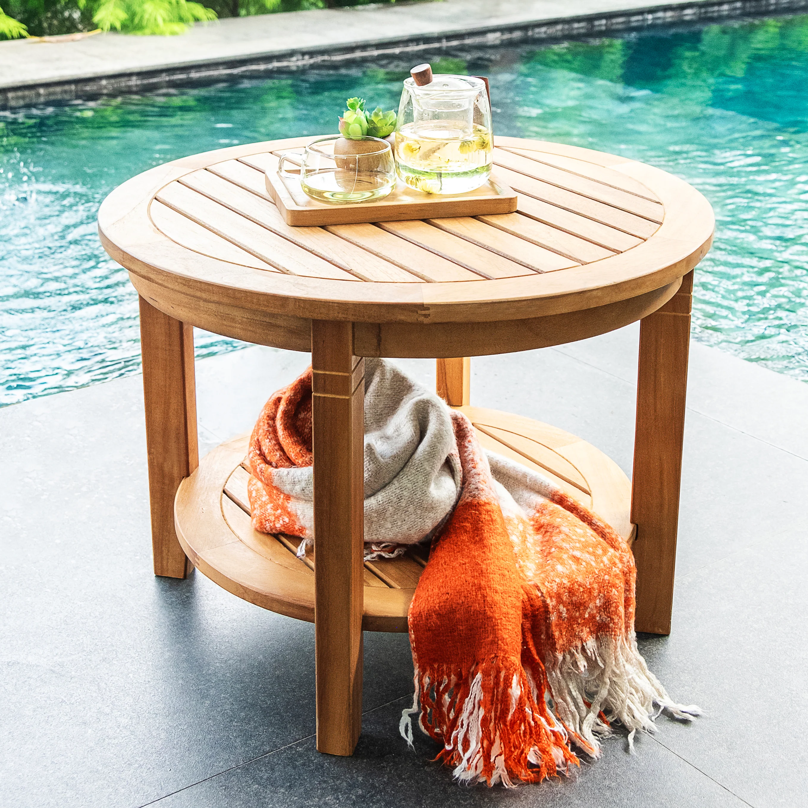 Nassau Teak Wood 3 Piece Patio Conversation Set - Image 8