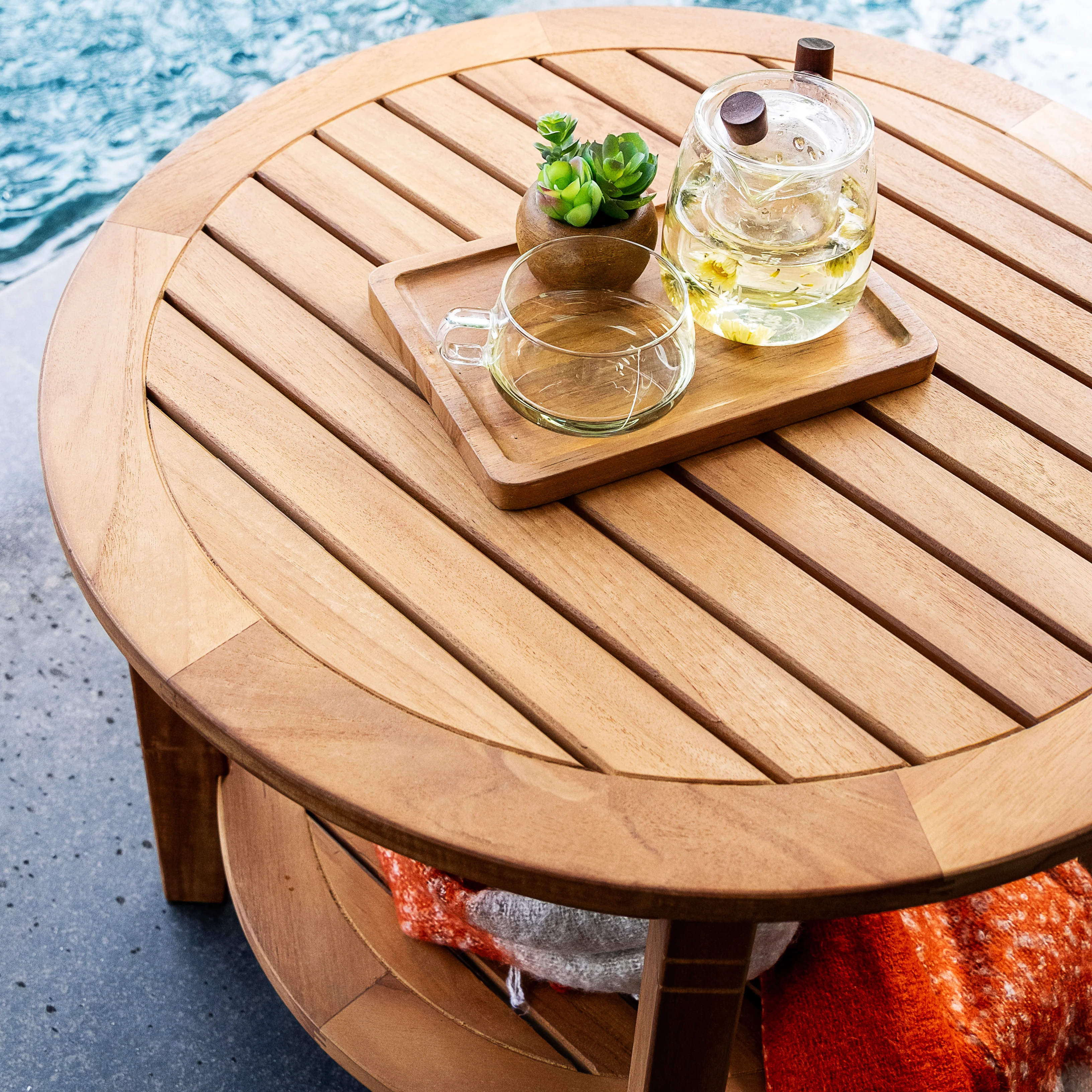 Nassau Teak Wood 3 Piece Patio Conversation Set - Image 9