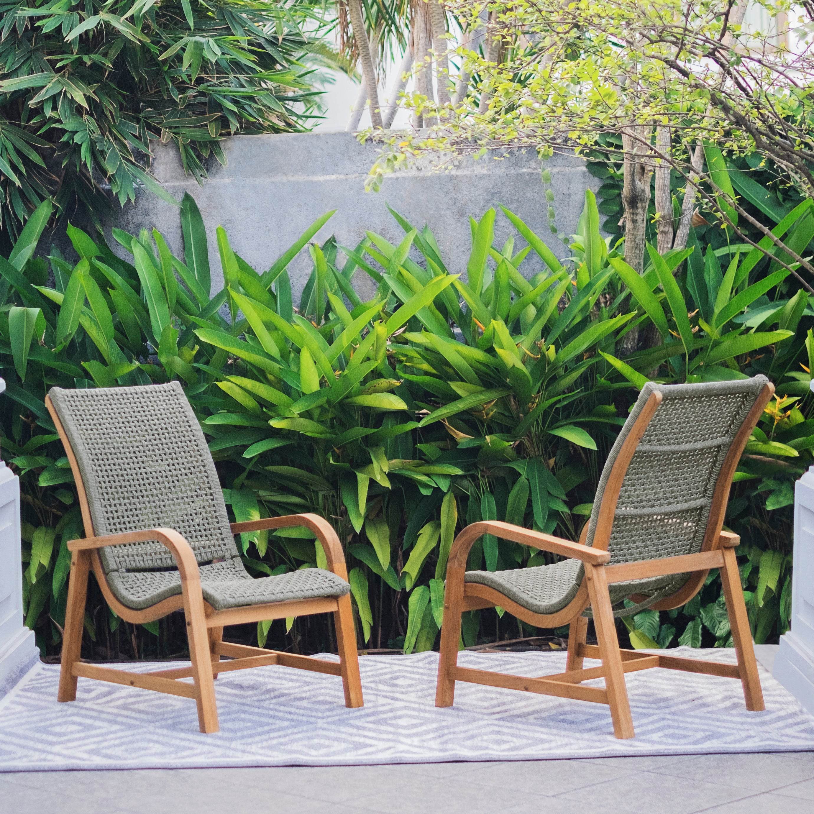 Nassau Teak Wood Outdoor Lounge Chair (FREE Lumbar Pillow) - Image 8