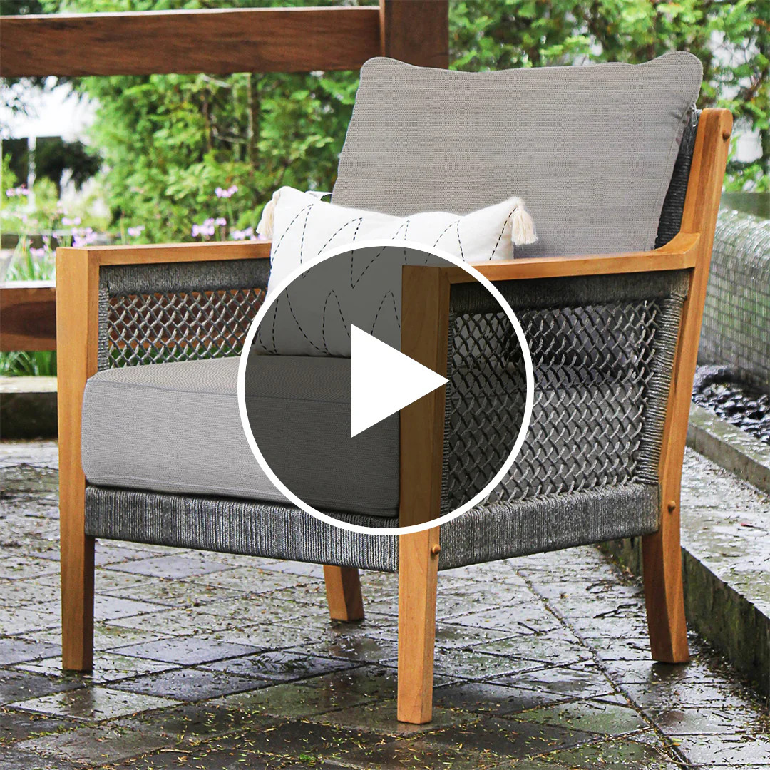 Nassau Teak Wood Outdoor Lounge Chair with Beige Cushion - Image 5