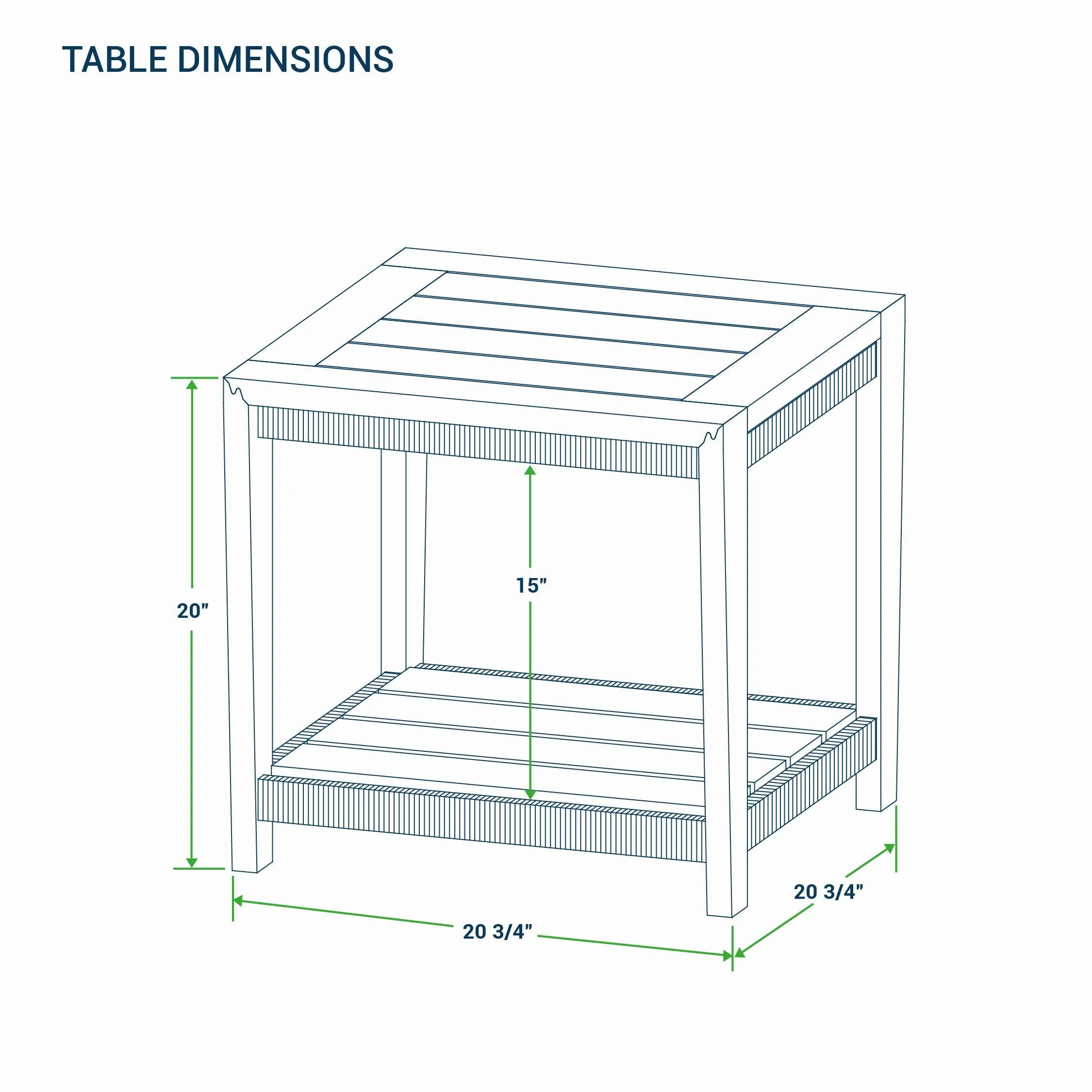 Nassau Teak Wood Patio Side Table with Shelf - Image 11