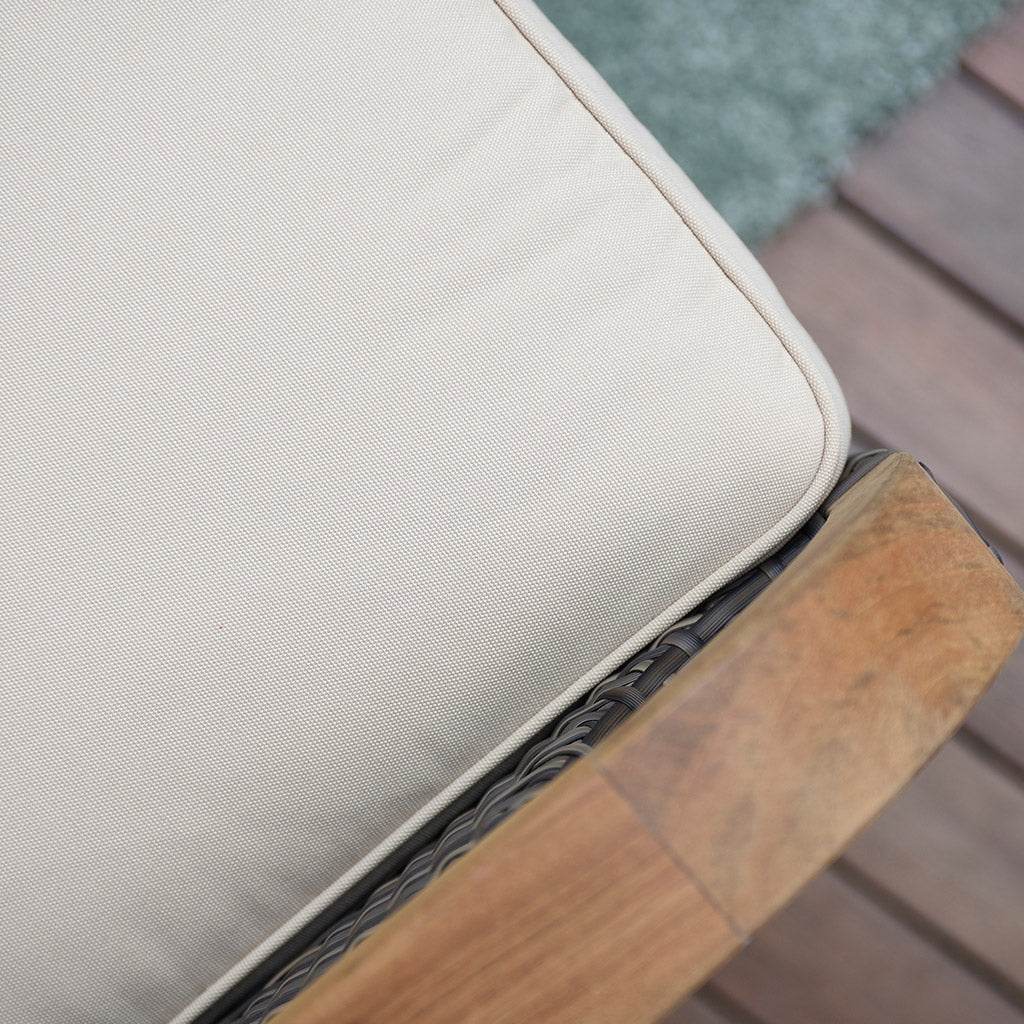 Palma Teak Wood Outdoor Lounge Chair with Taupe Cushion - Image 12