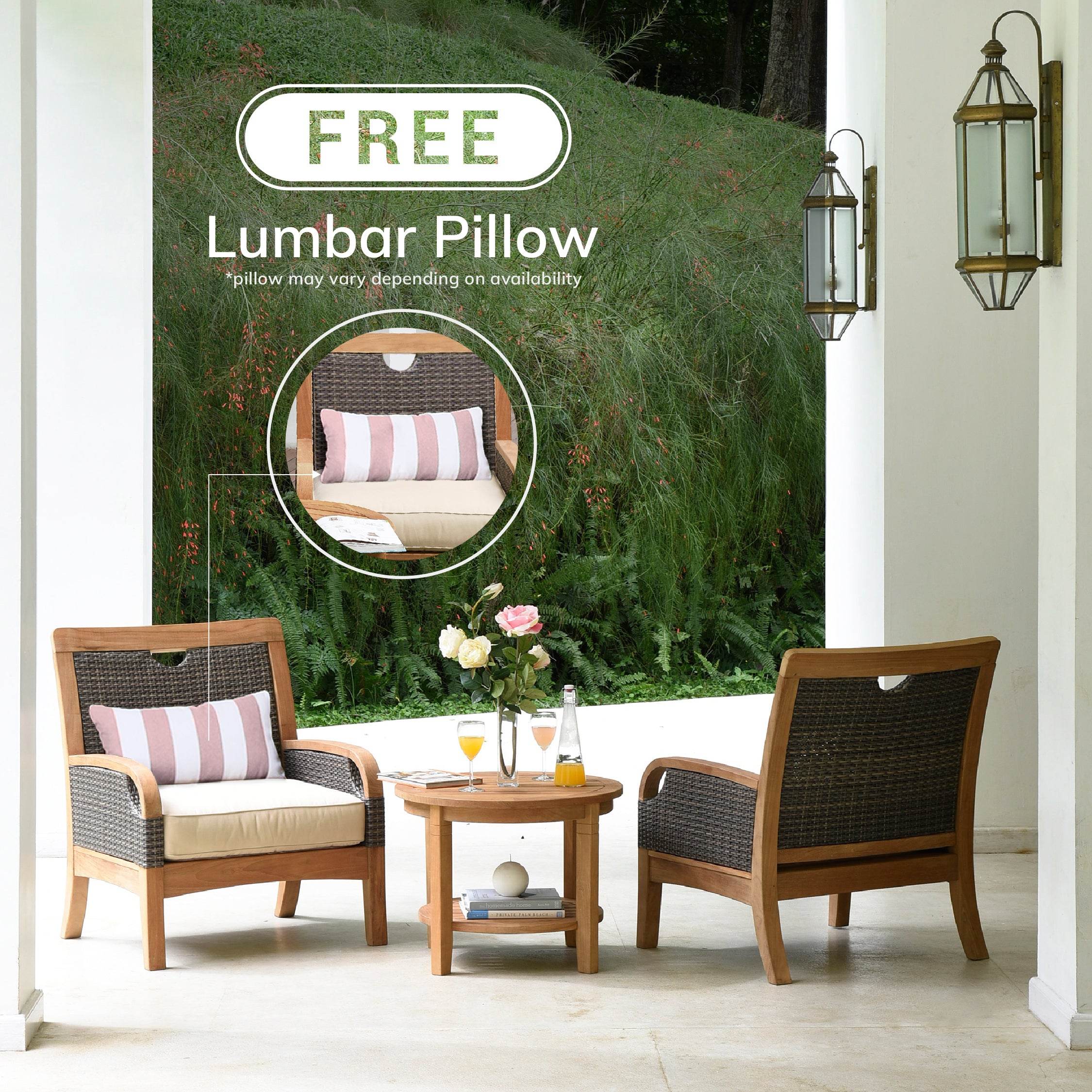 Palma Teak Wood Outdoor Lounge Chair with Taupe Cushion - Image 4
