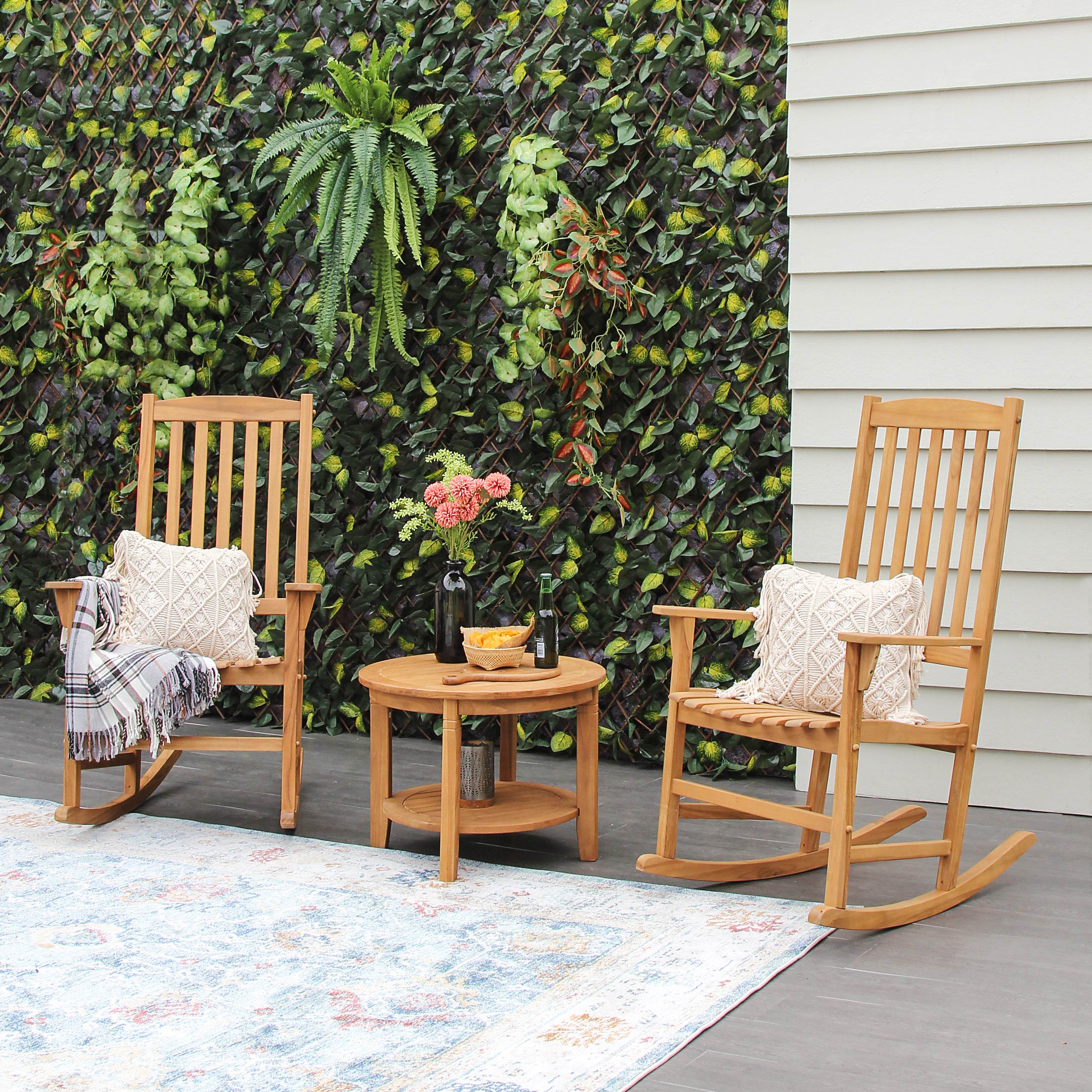Plano Teak Wood Porch Rocking Chair (Set of 2) - Image 4