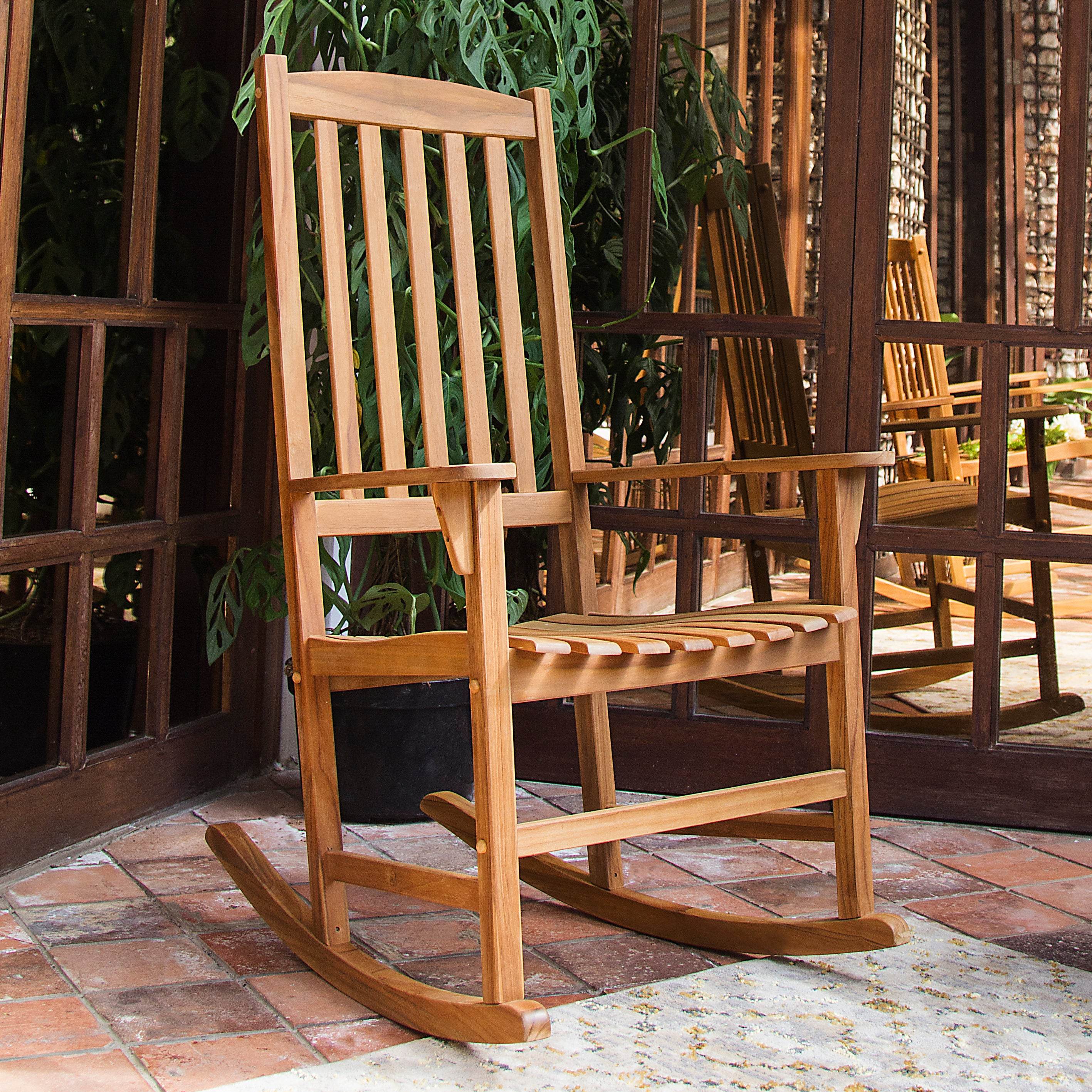 Plano Teak Wood Porch Rocking Chair (Set of 2) - Image 5