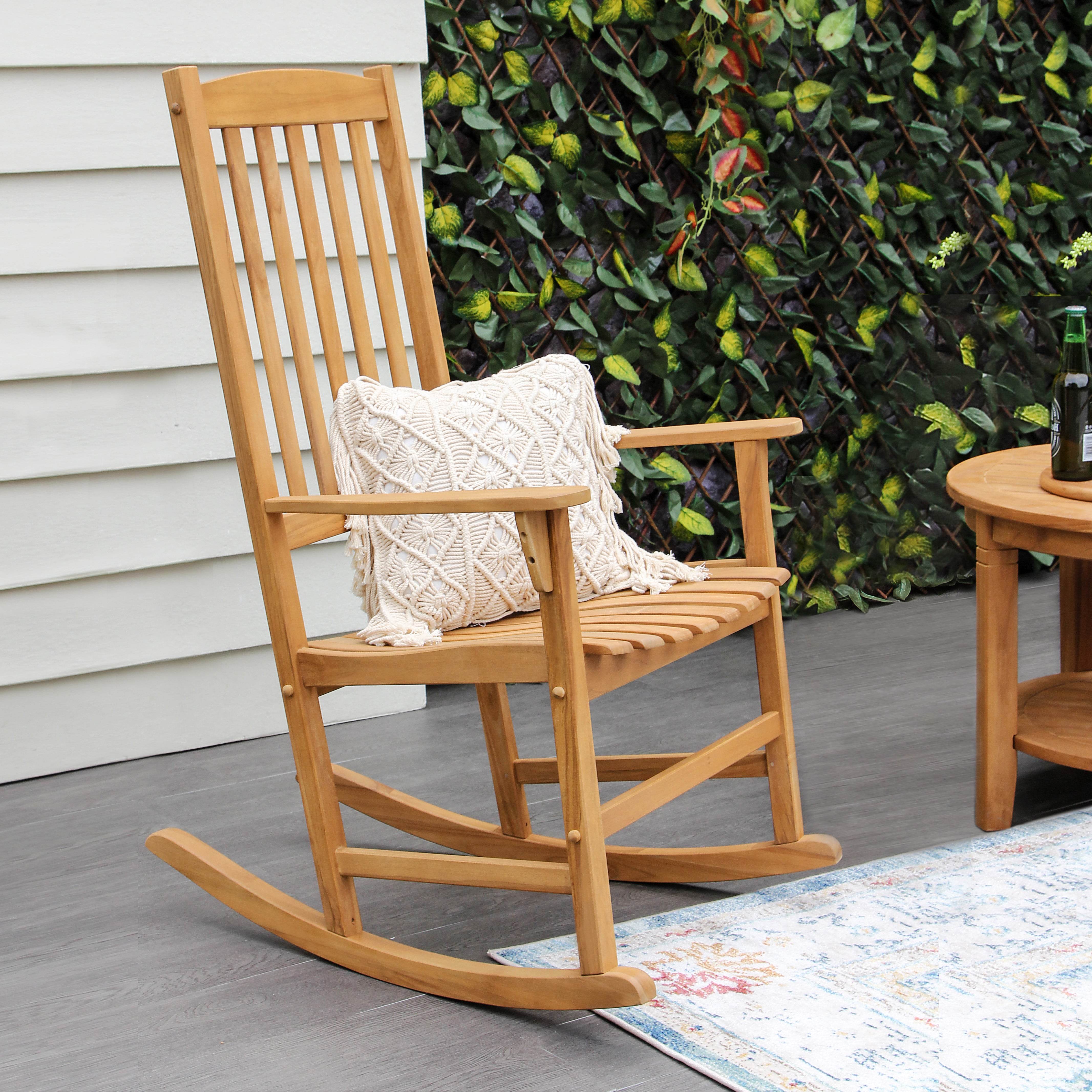 Plano Teak Wood Porch Rocking Chair (Set of 2) - Image 6