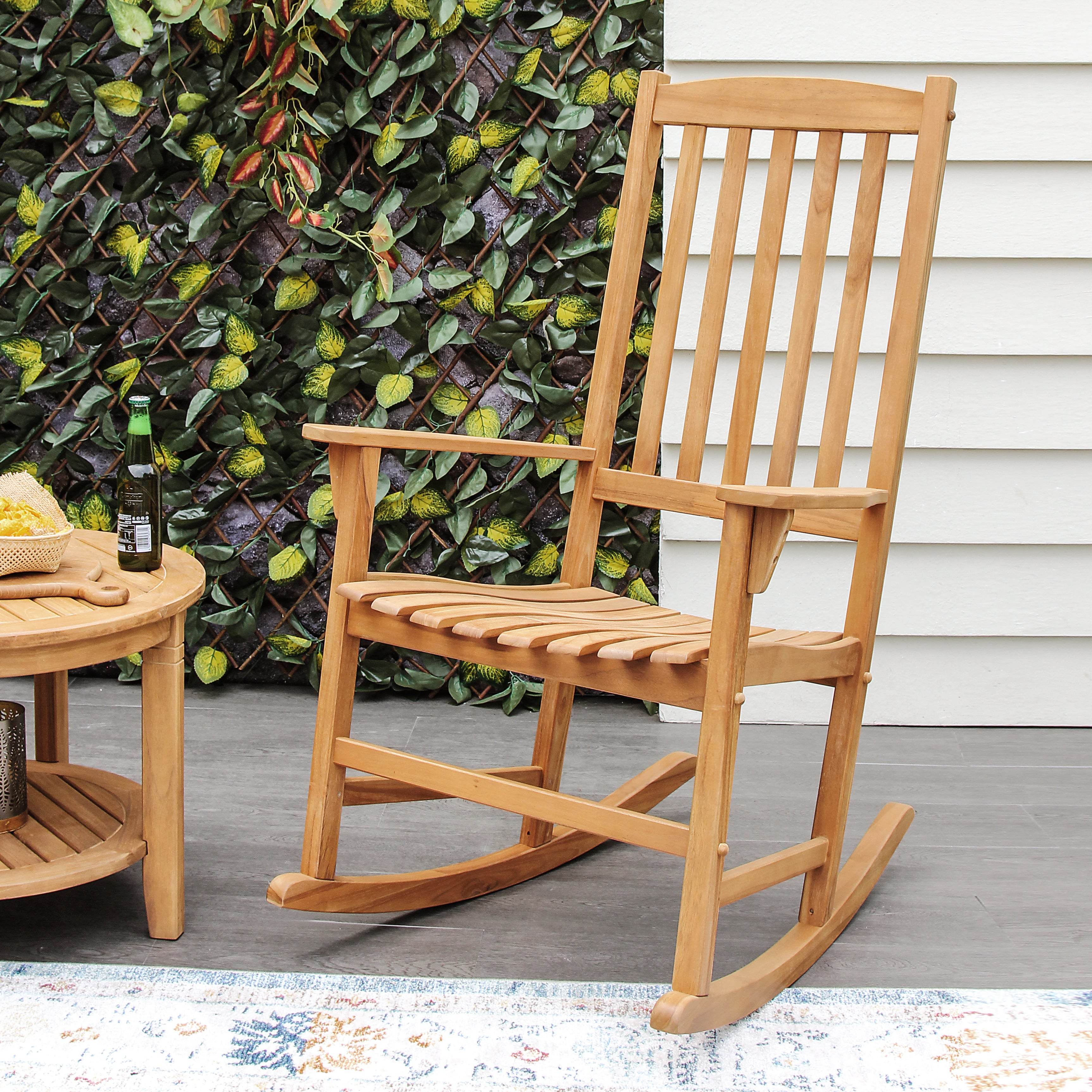 Plano Teak Wood Porch Rocking Chair (Set of 2) - Image 7