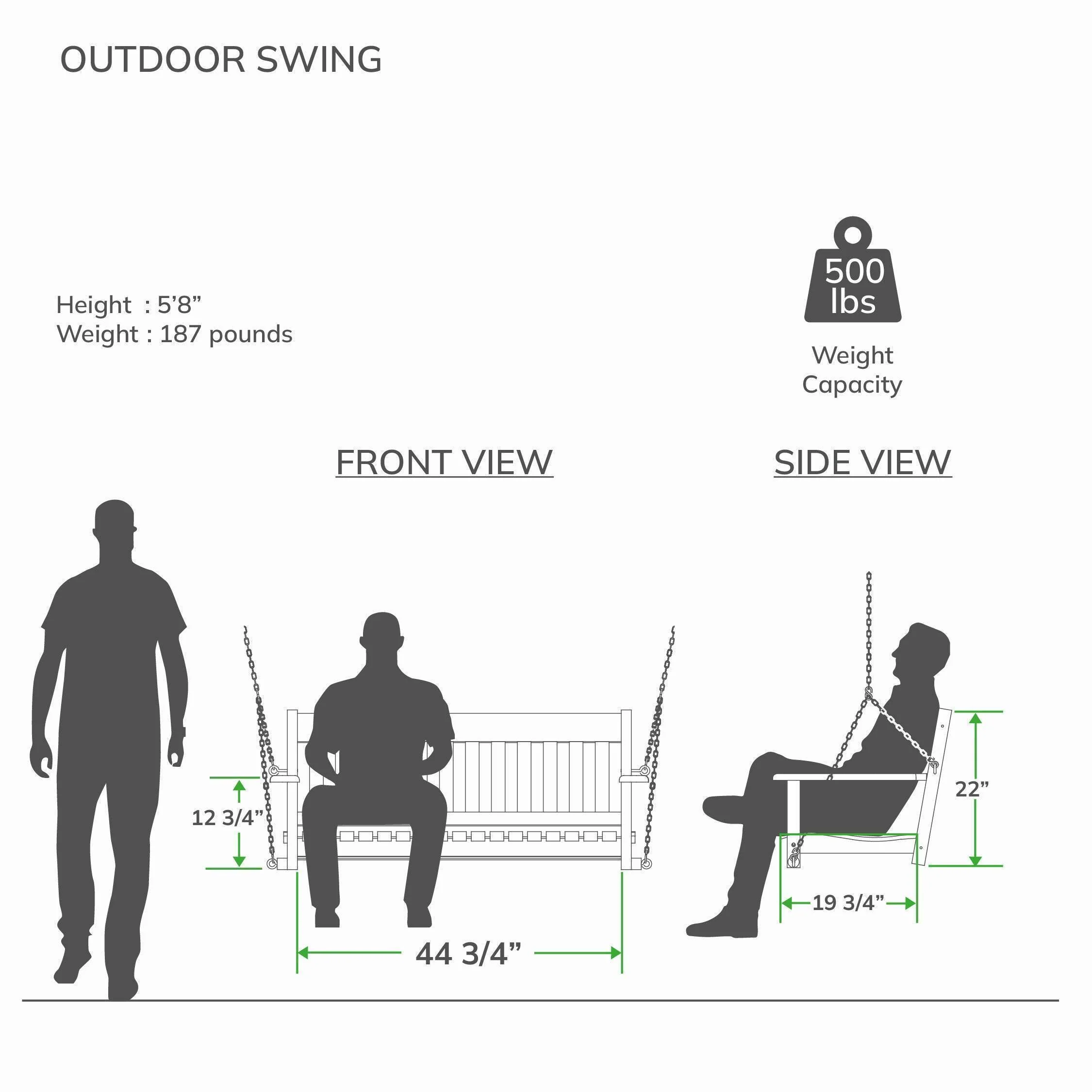 Moni Mahogany Wood White Porch Swing - Image 8