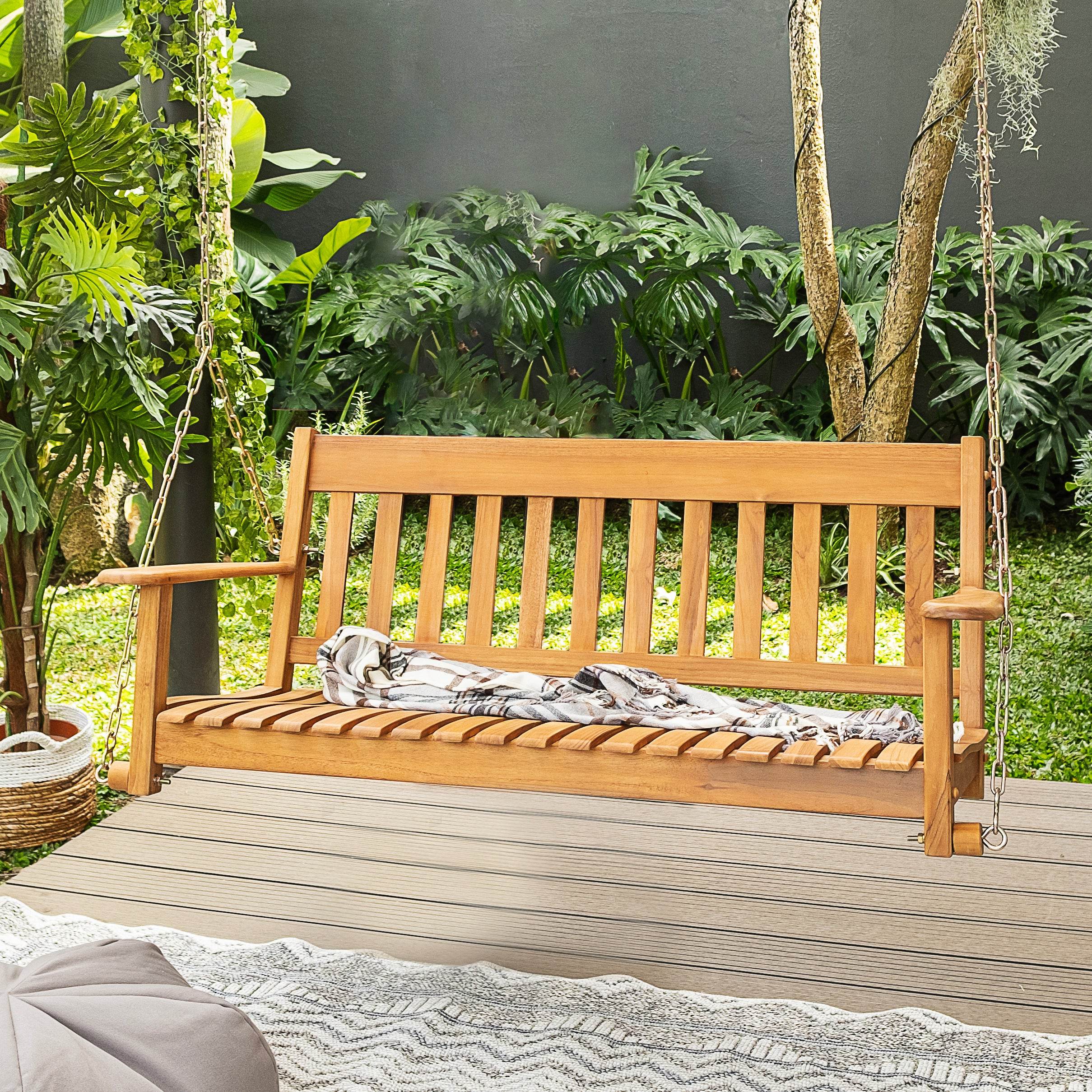 Plano Teak Wood Porch Swing - Image 6