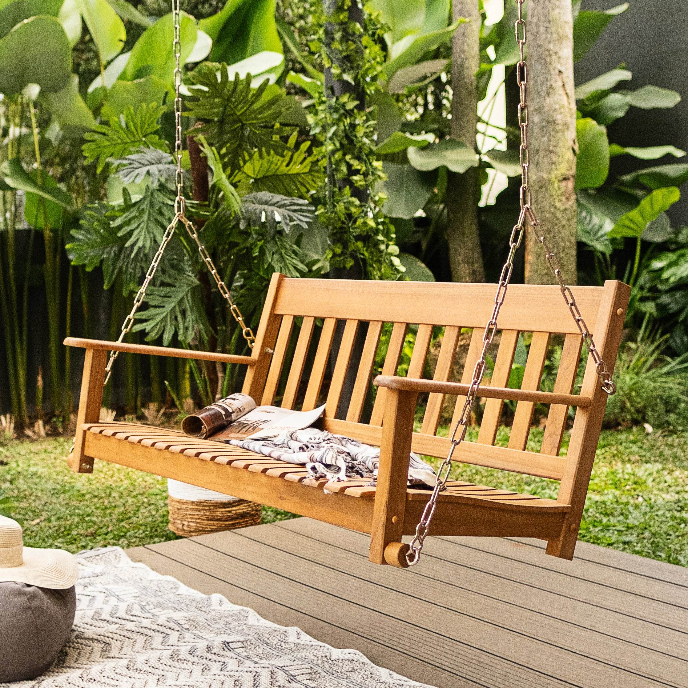 Plano Teak Wood Porch Swing - Image 7