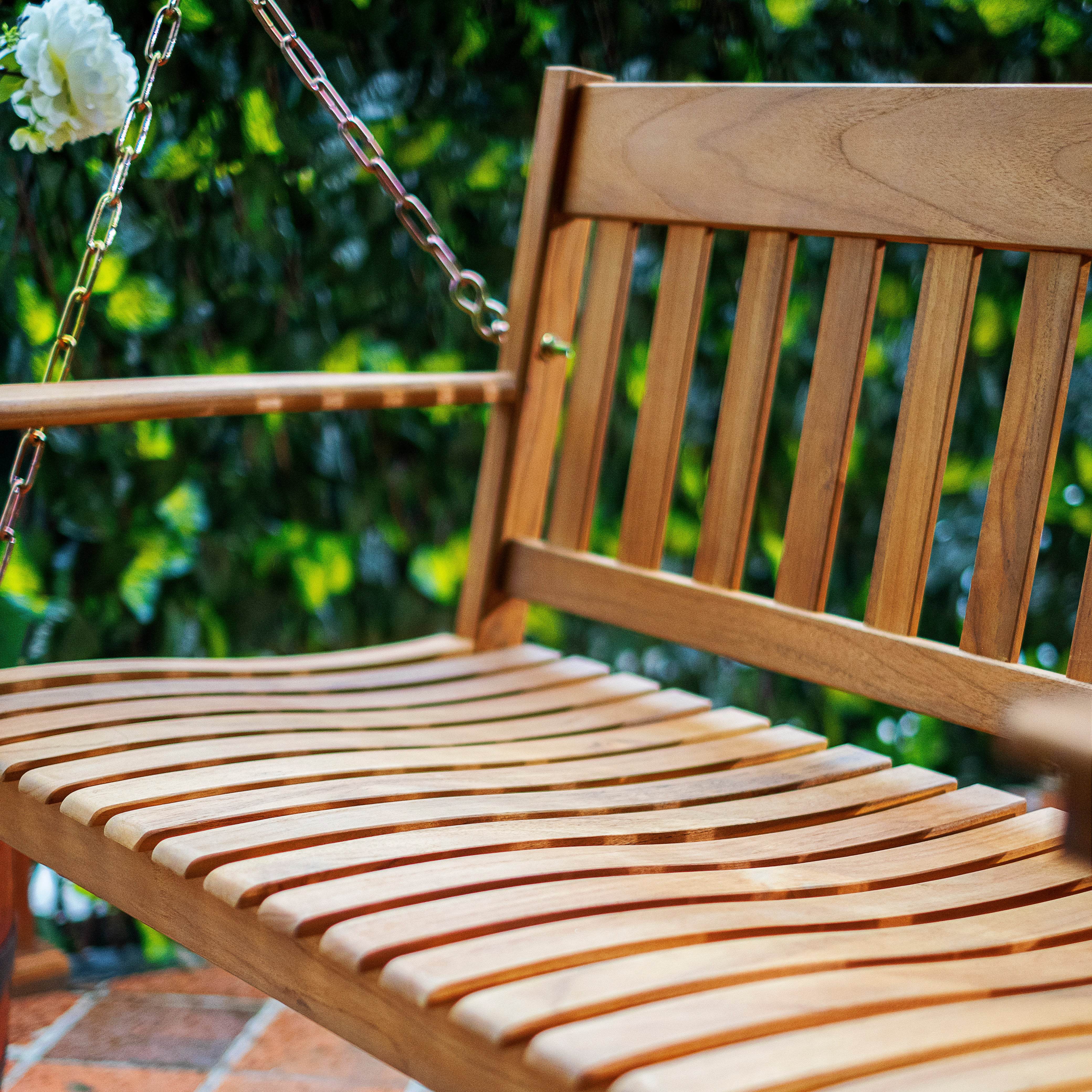 Plano Teak Wood Porch Swing - Image 9