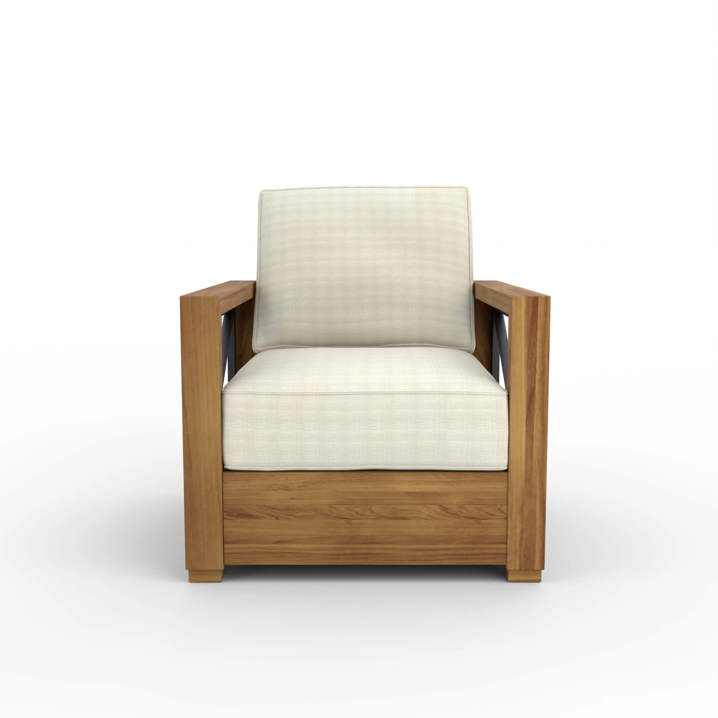 Provence Teak Outdoor Lounge Chair with Ivory Cushion - Image 12