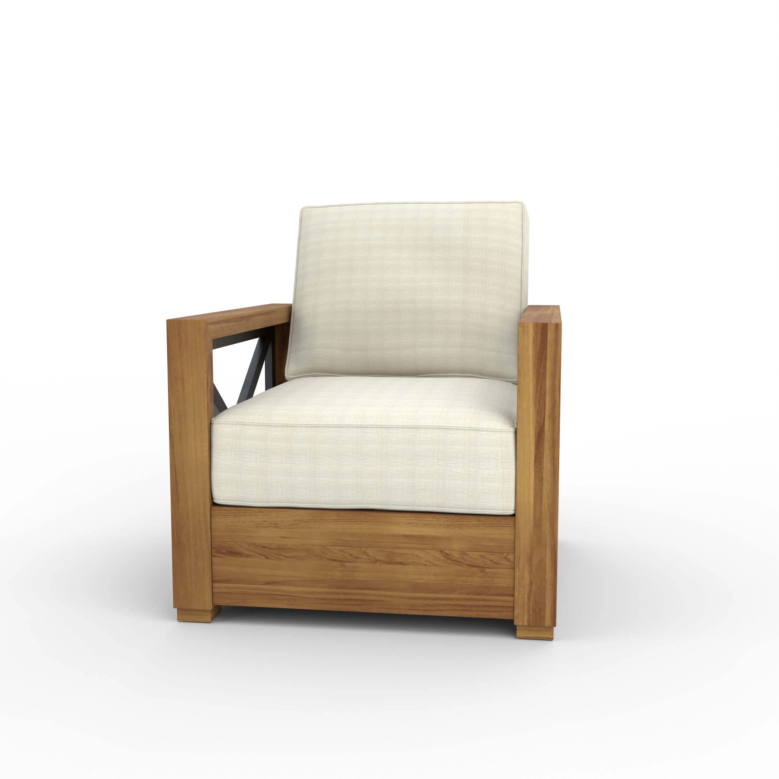 Provence Teak Outdoor Lounge Chair with Ivory Cushion - Image 13