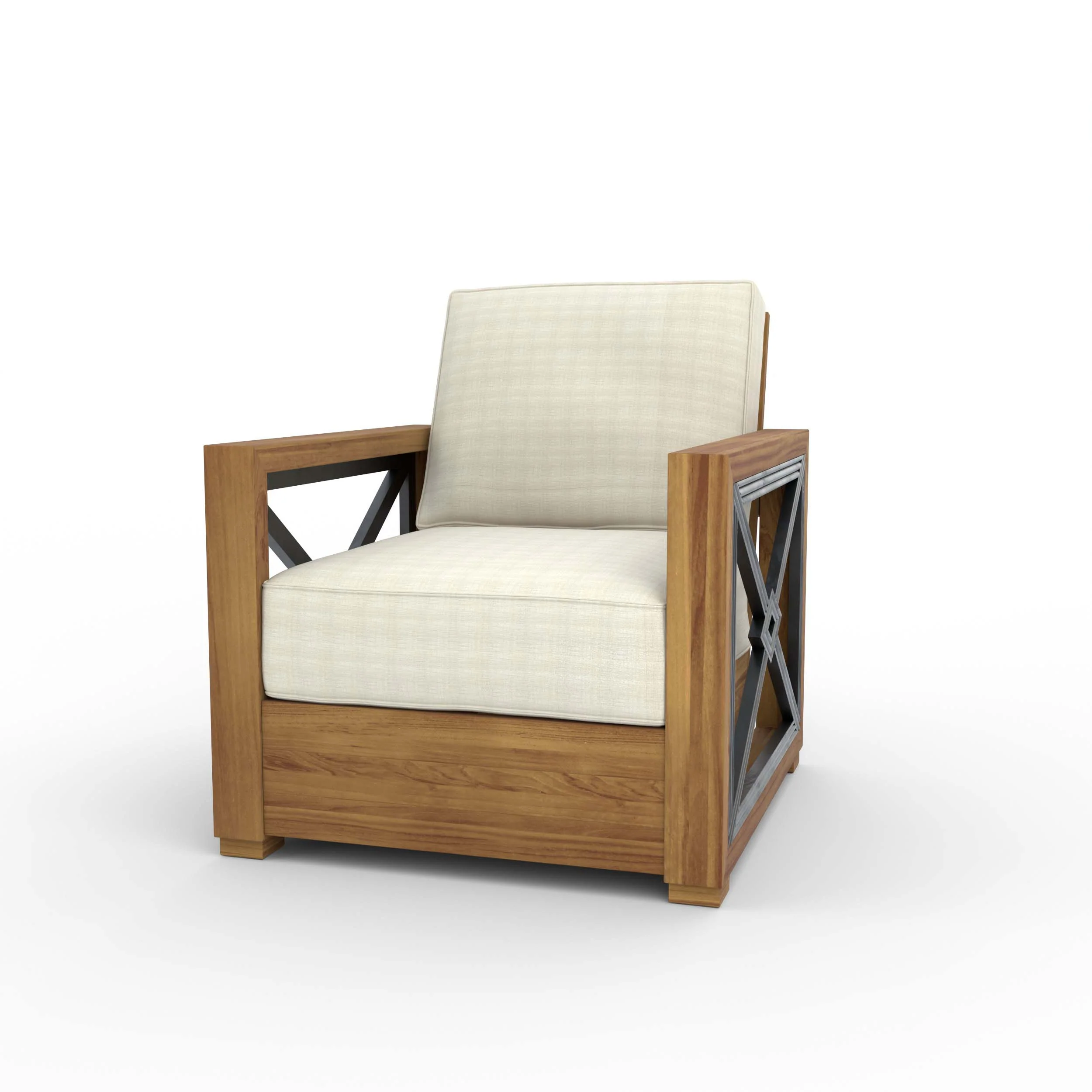 Provence Teak Outdoor Lounge Chair with Ivory Cushion - Image 14