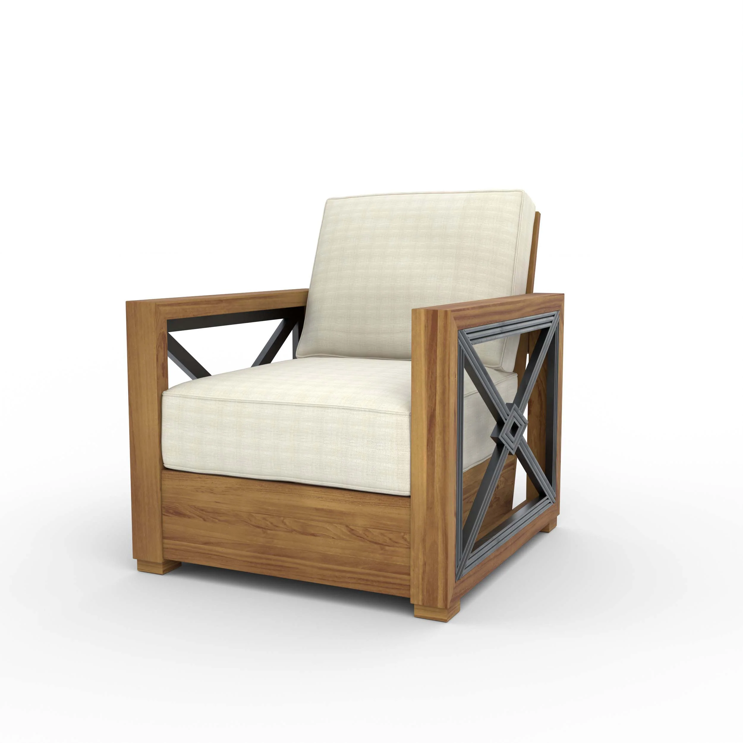 Provence Teak Outdoor Lounge Chair with Ivory Cushion - Image 15