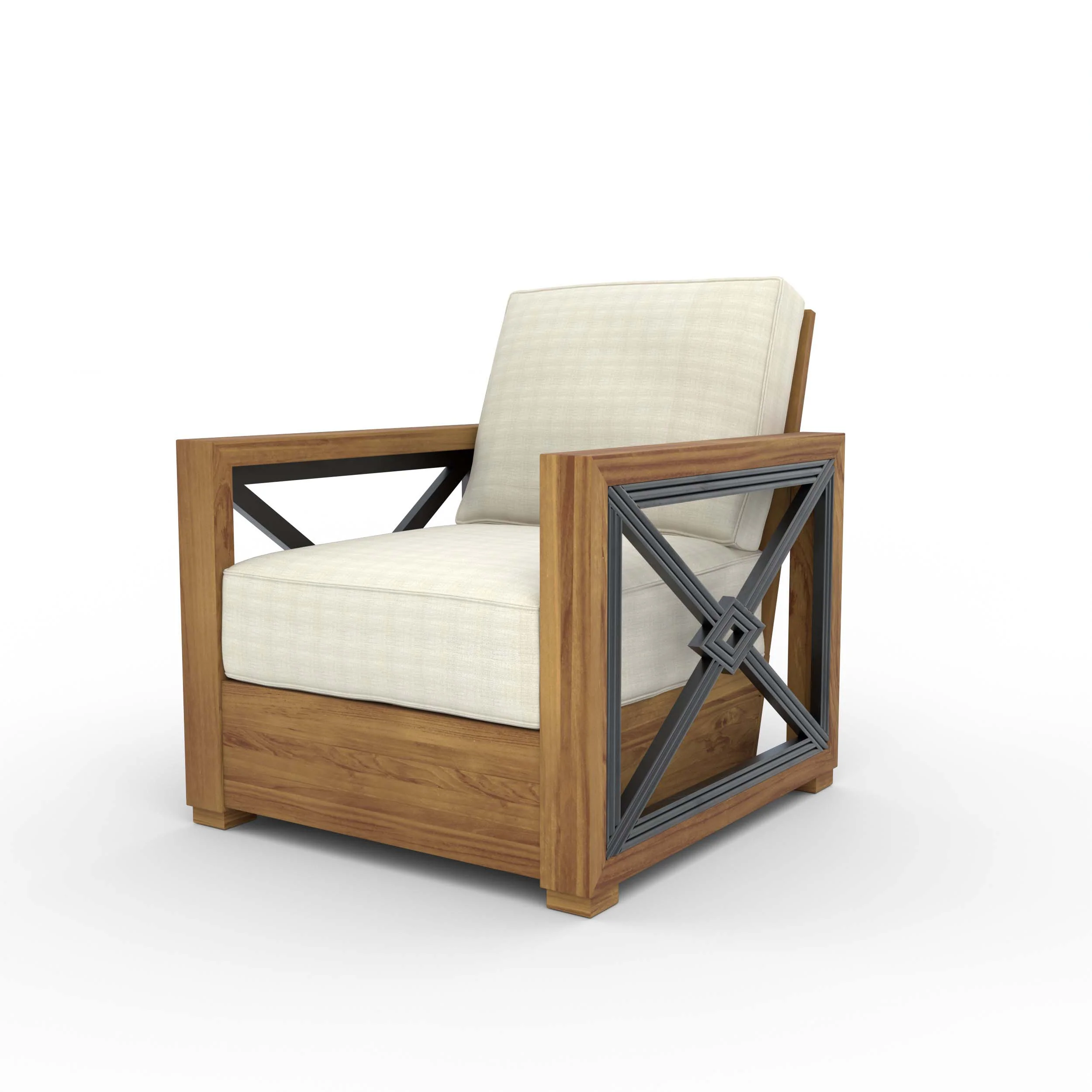Provence Teak Outdoor Lounge Chair with Ivory Cushion - Image 16