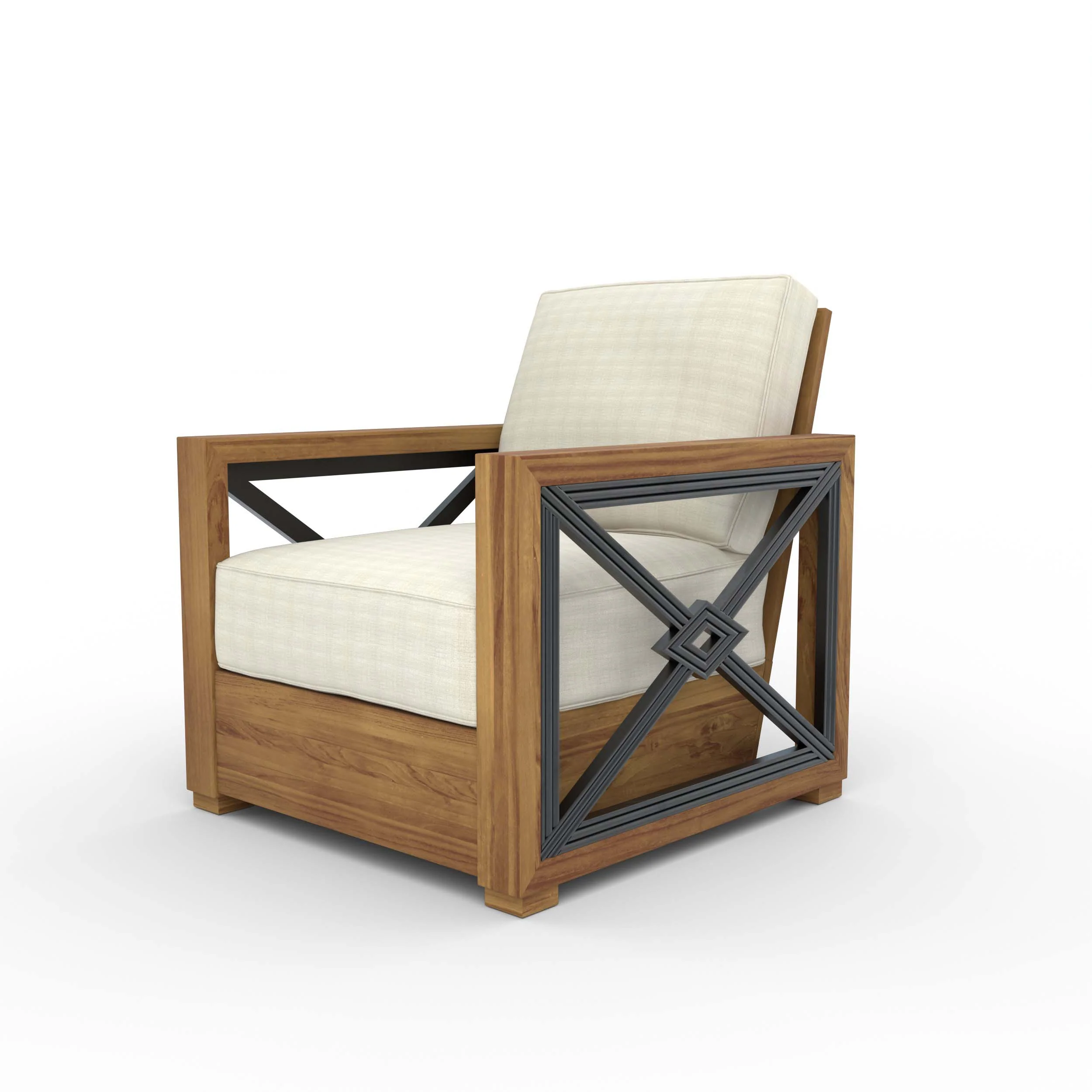 Provence Teak Outdoor Lounge Chair with Ivory Cushion - Image 17