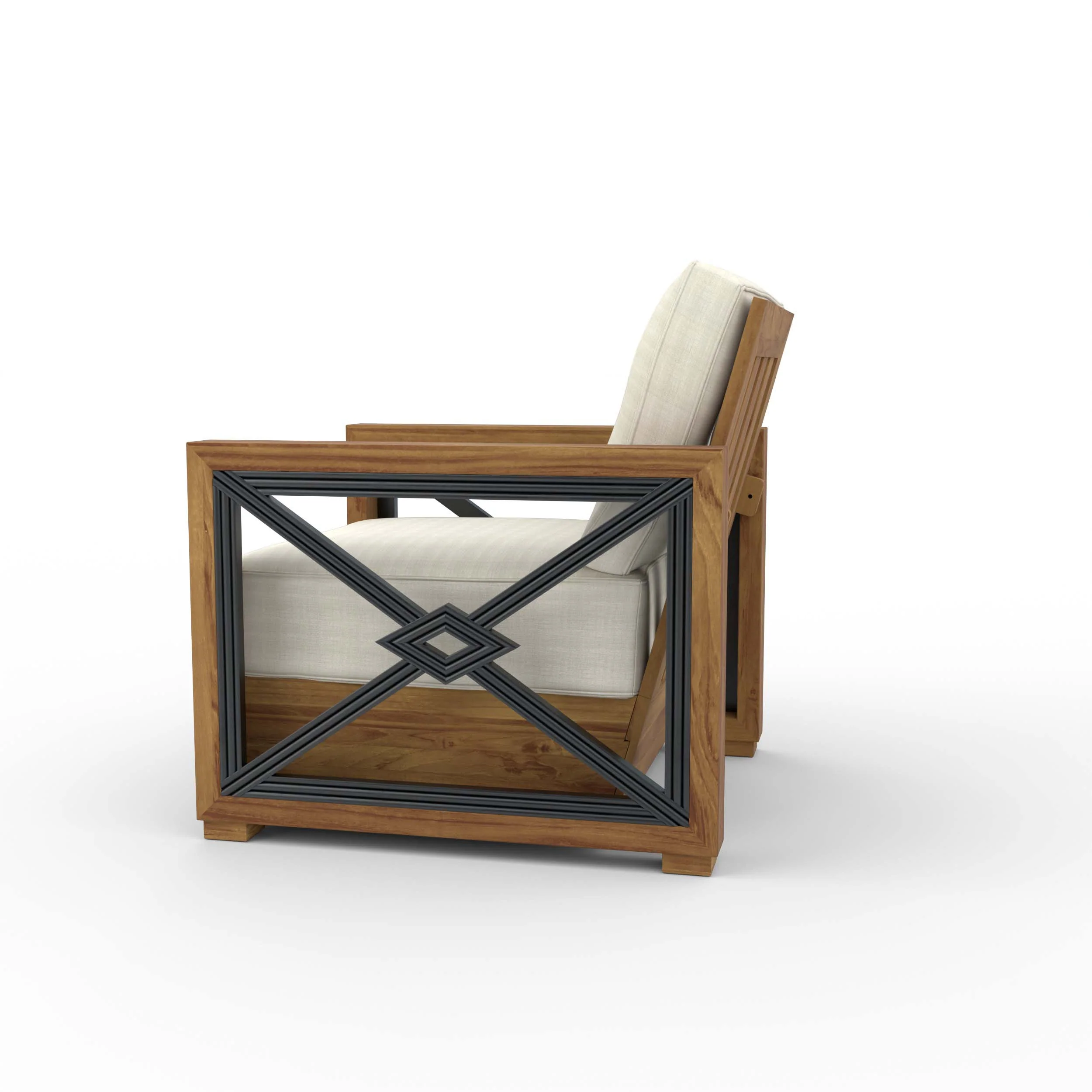 Provence Teak Outdoor Lounge Chair with Ivory Cushion - Image 24