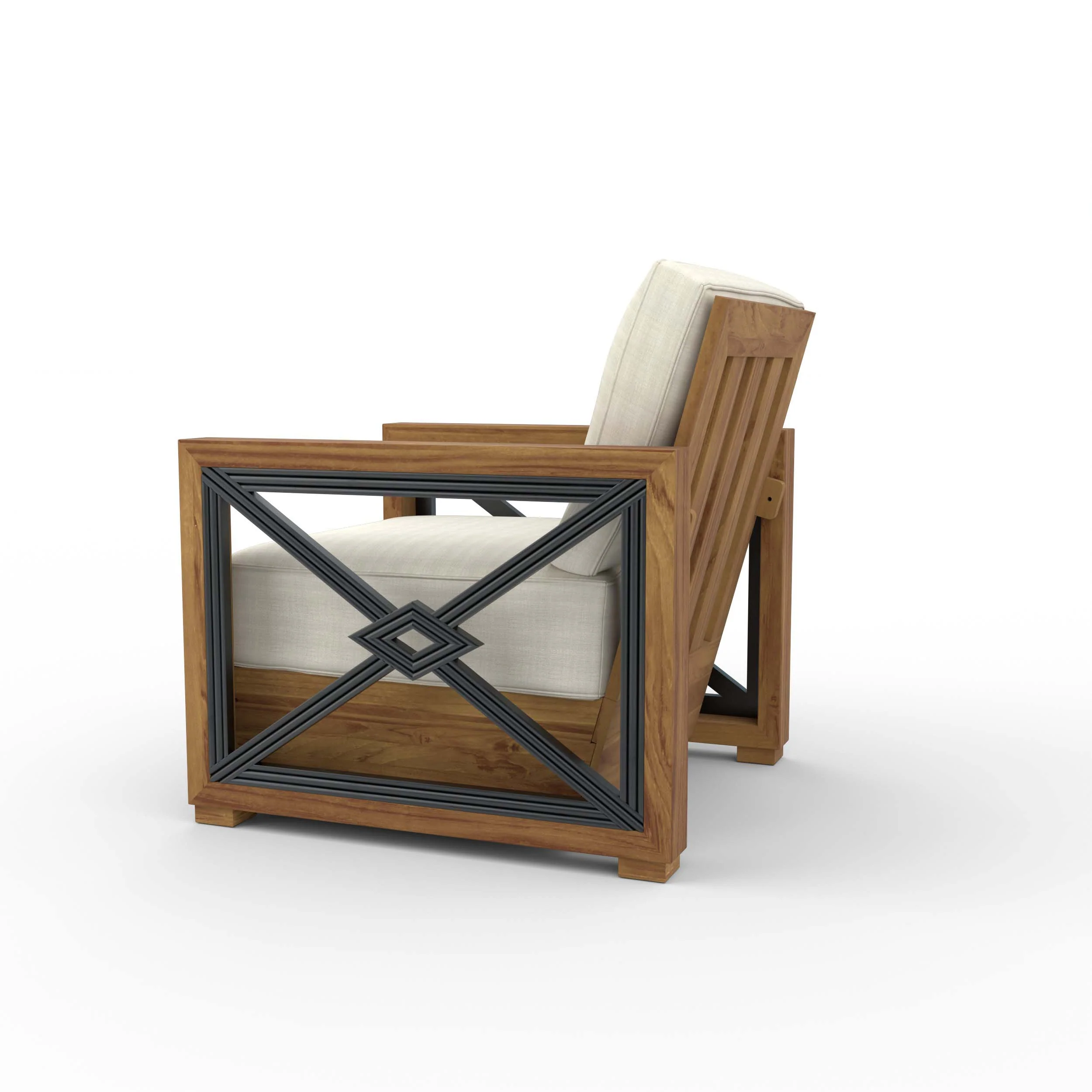 Provence Teak Outdoor Lounge Chair with Ivory Cushion - Image 25