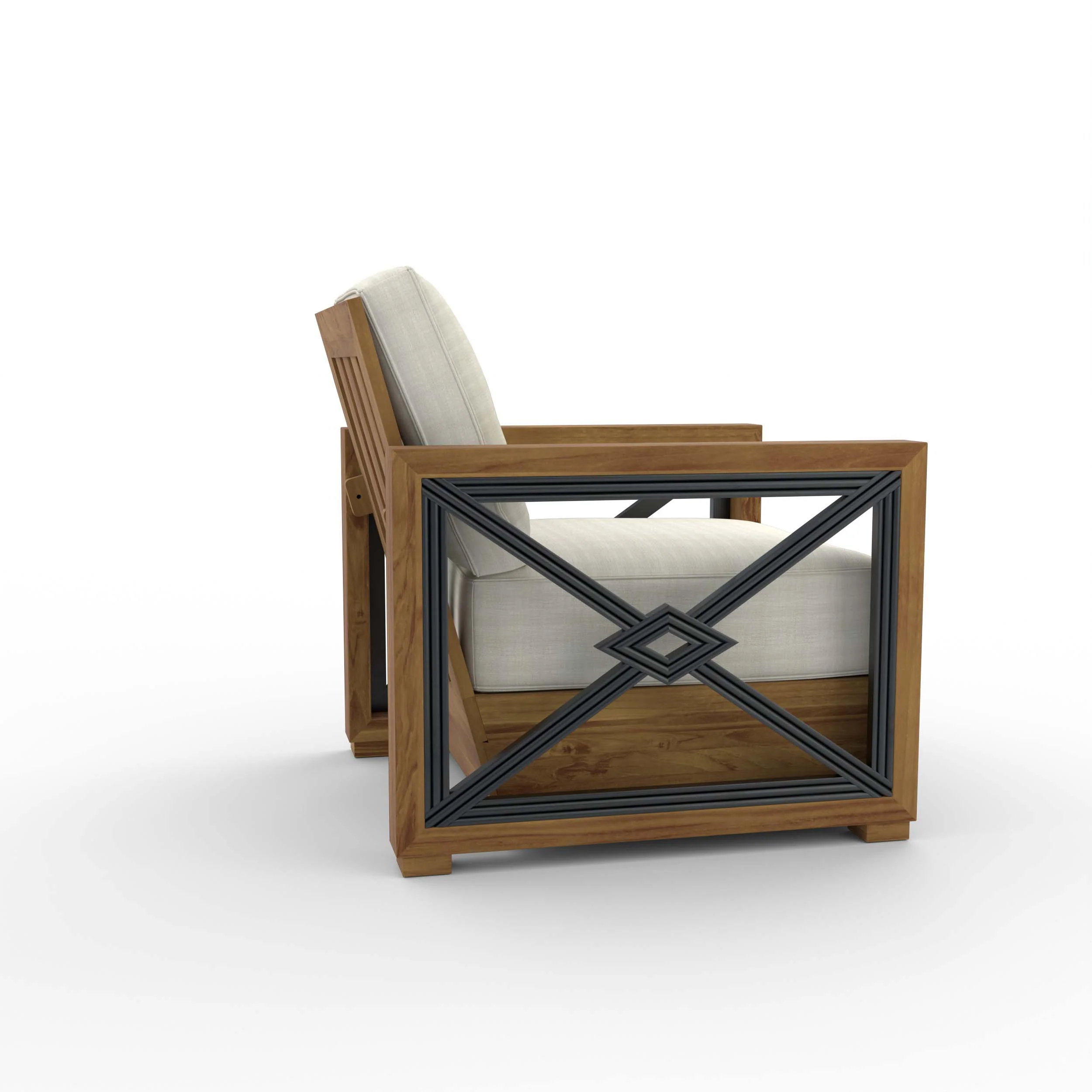 Provence Teak Outdoor Lounge Chair with Ivory Cushion - Image 42