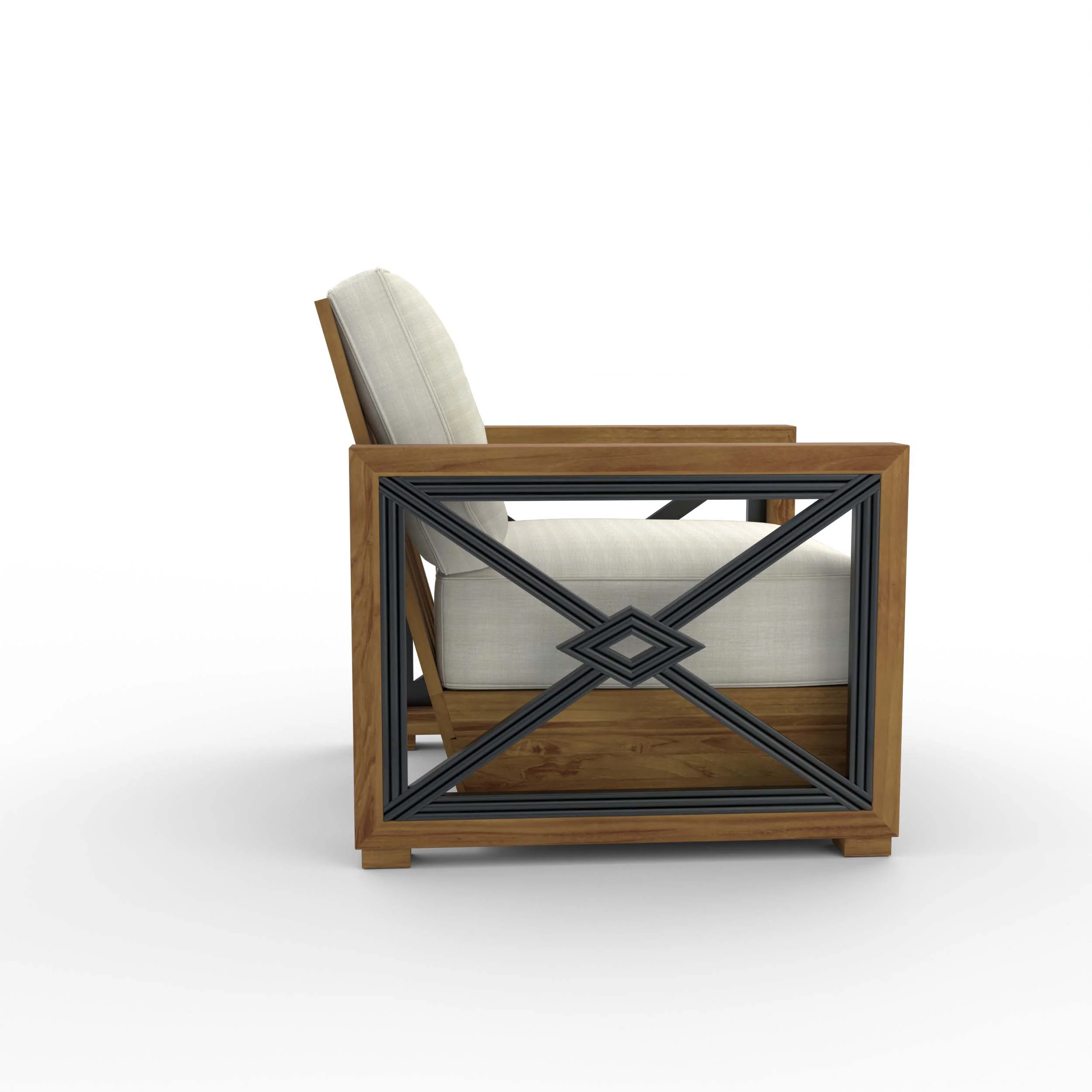 Provence Teak Outdoor Lounge Chair with Ivory Cushion - Image 43