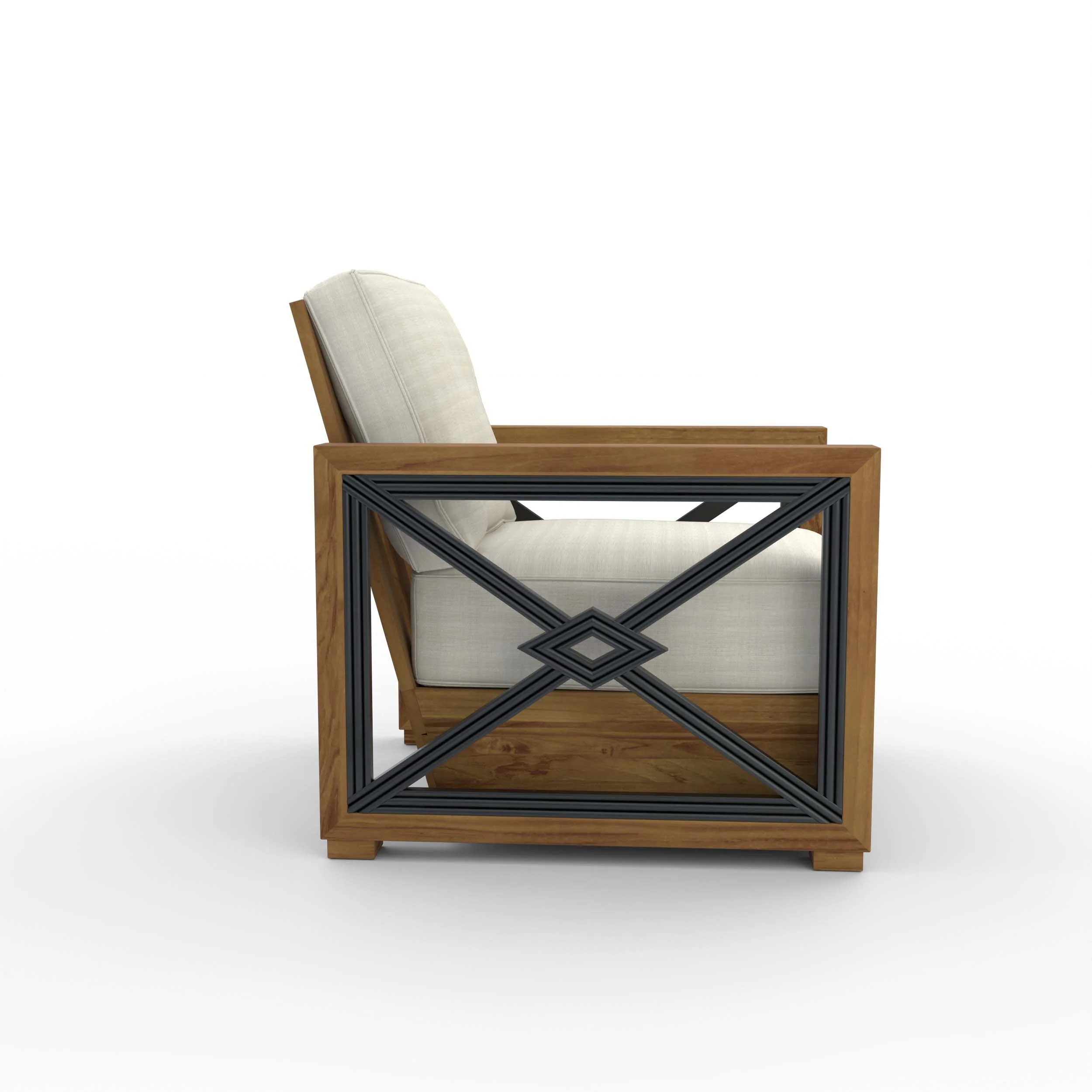 Provence Teak Outdoor Lounge Chair with Ivory Cushion - Image 44