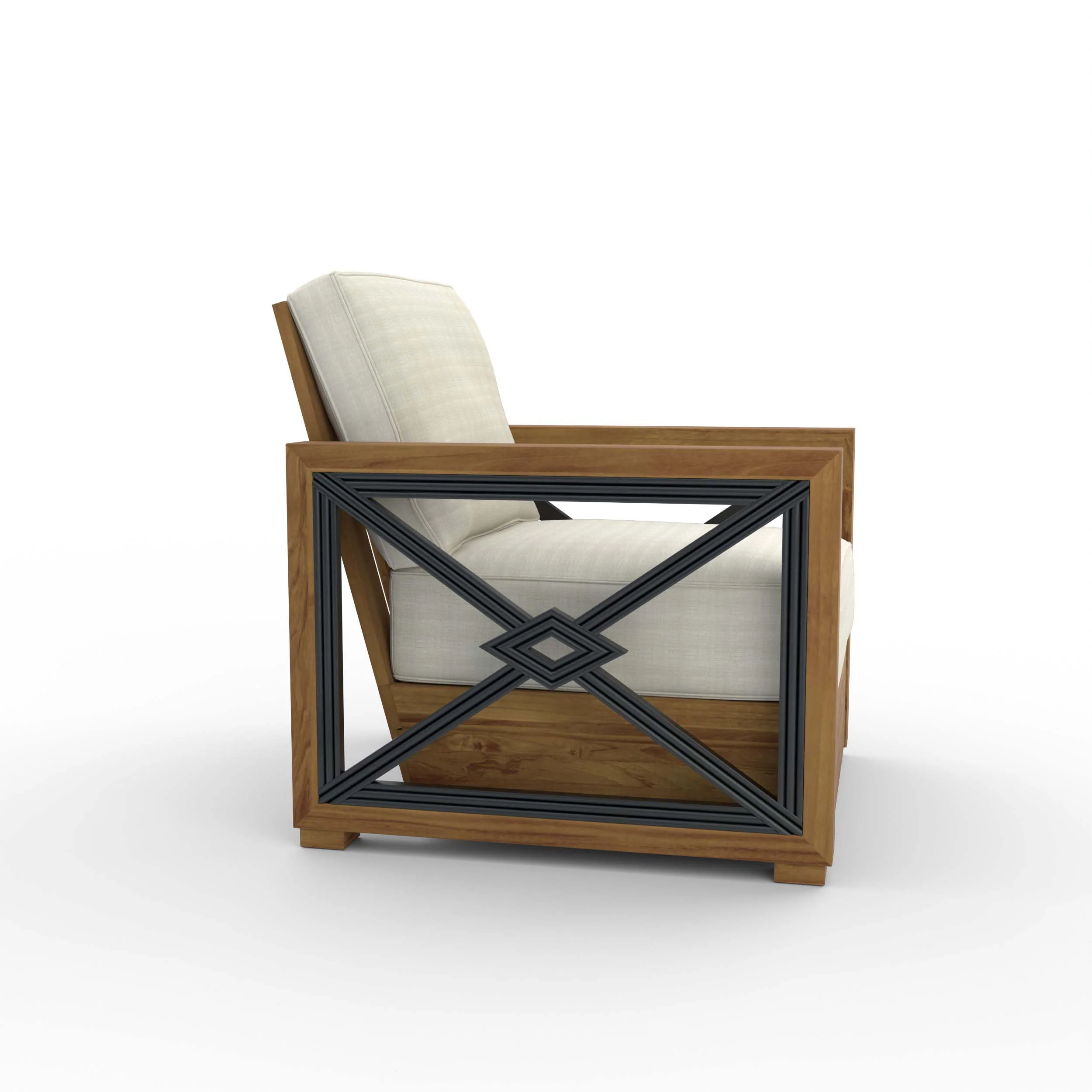 Provence Teak Outdoor Lounge Chair with Ivory Cushion - Image 45