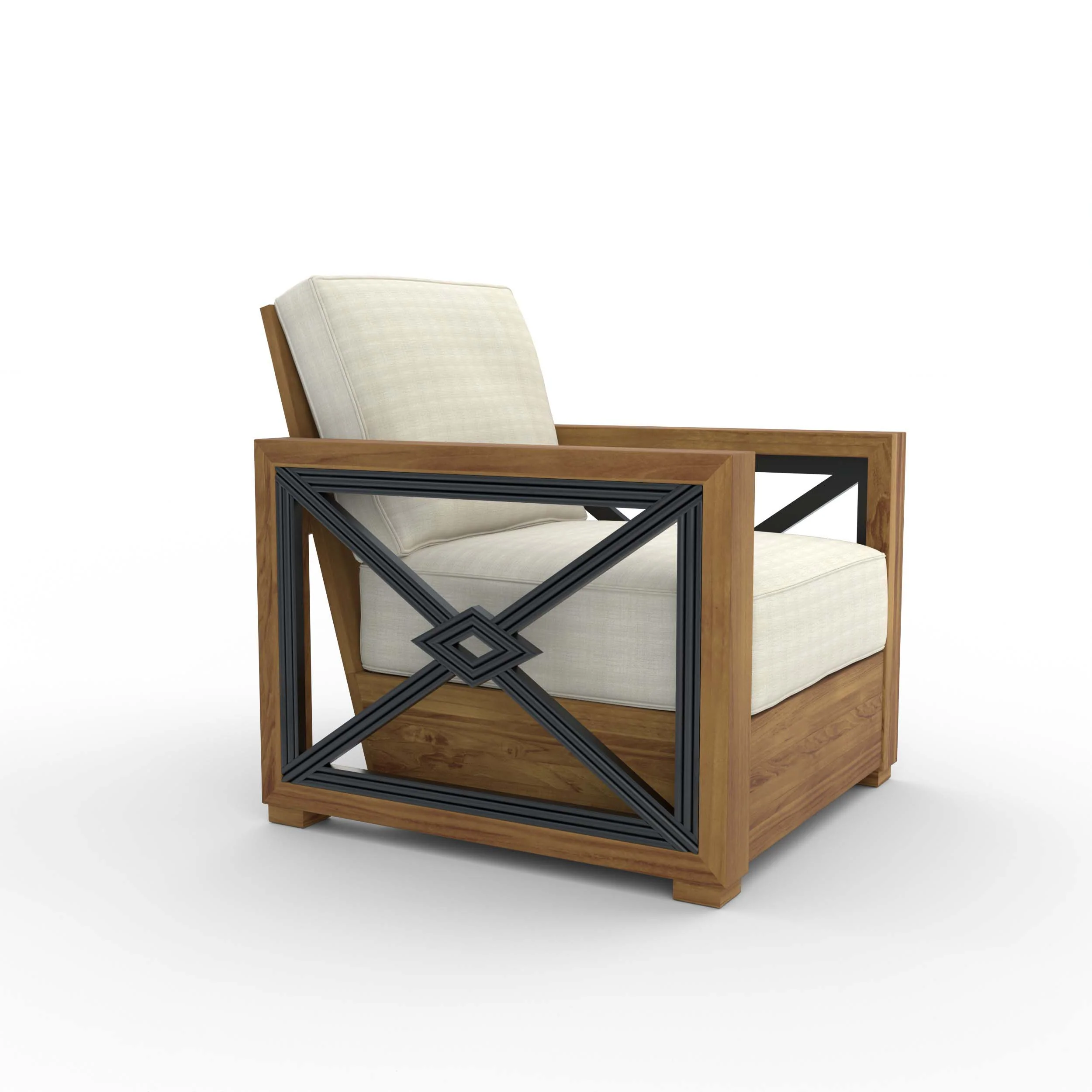 Provence Teak Outdoor Lounge Chair with Ivory Cushion - Image 47