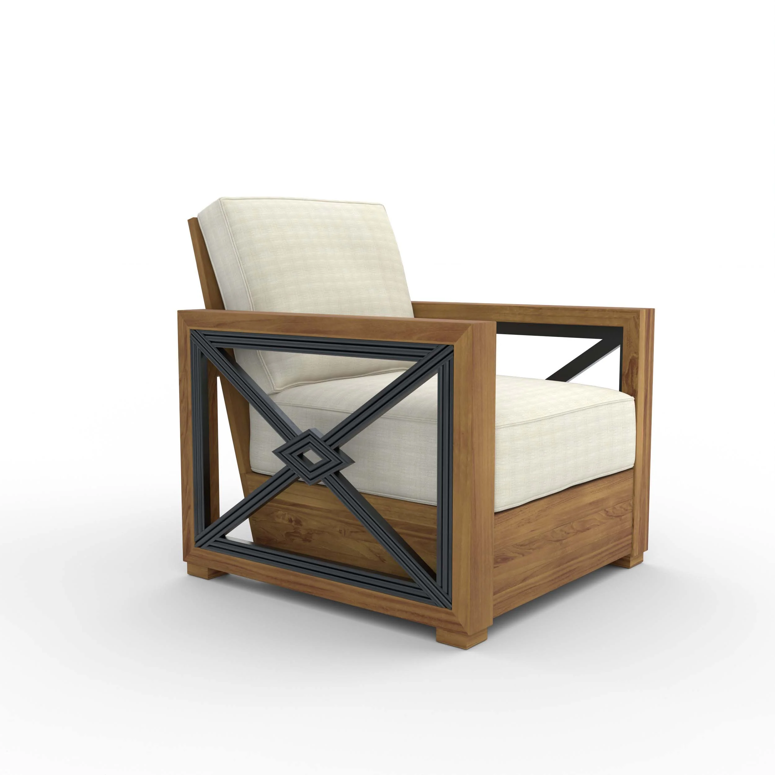 Provence Teak Outdoor Lounge Chair with Ivory Cushion - Image 48