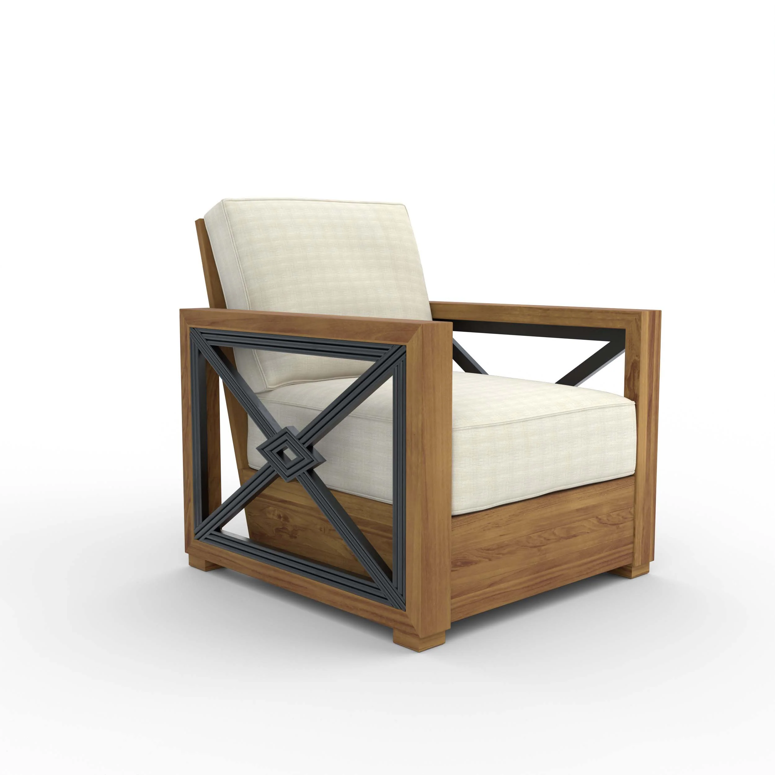 Provence Teak Outdoor Lounge Chair with Ivory Cushion - Image 49