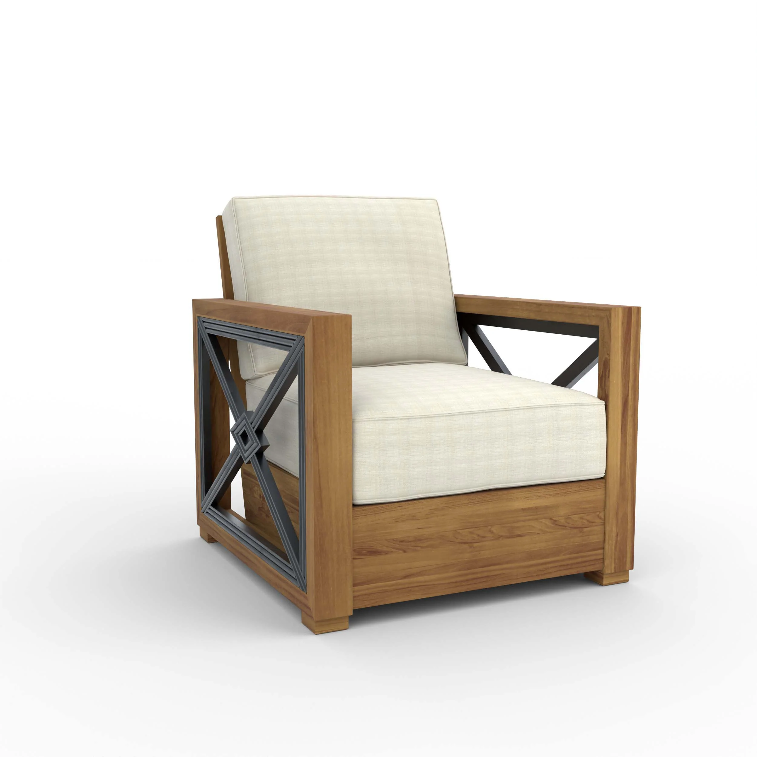Provence Teak Outdoor Lounge Chair with Ivory Cushion - Image 51