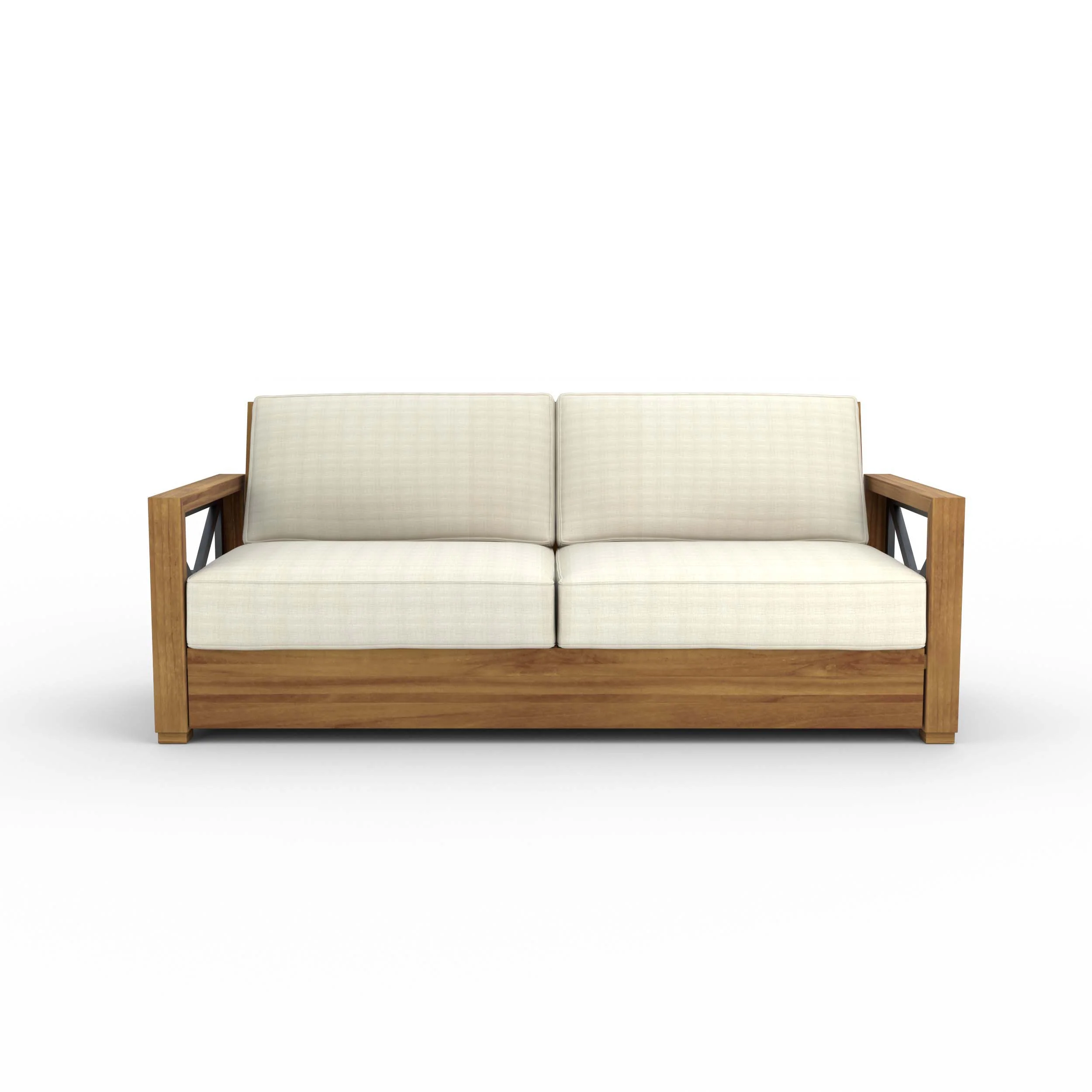 Provence Teak Wood Patio Sofa with Ivory Cushion - Image 11