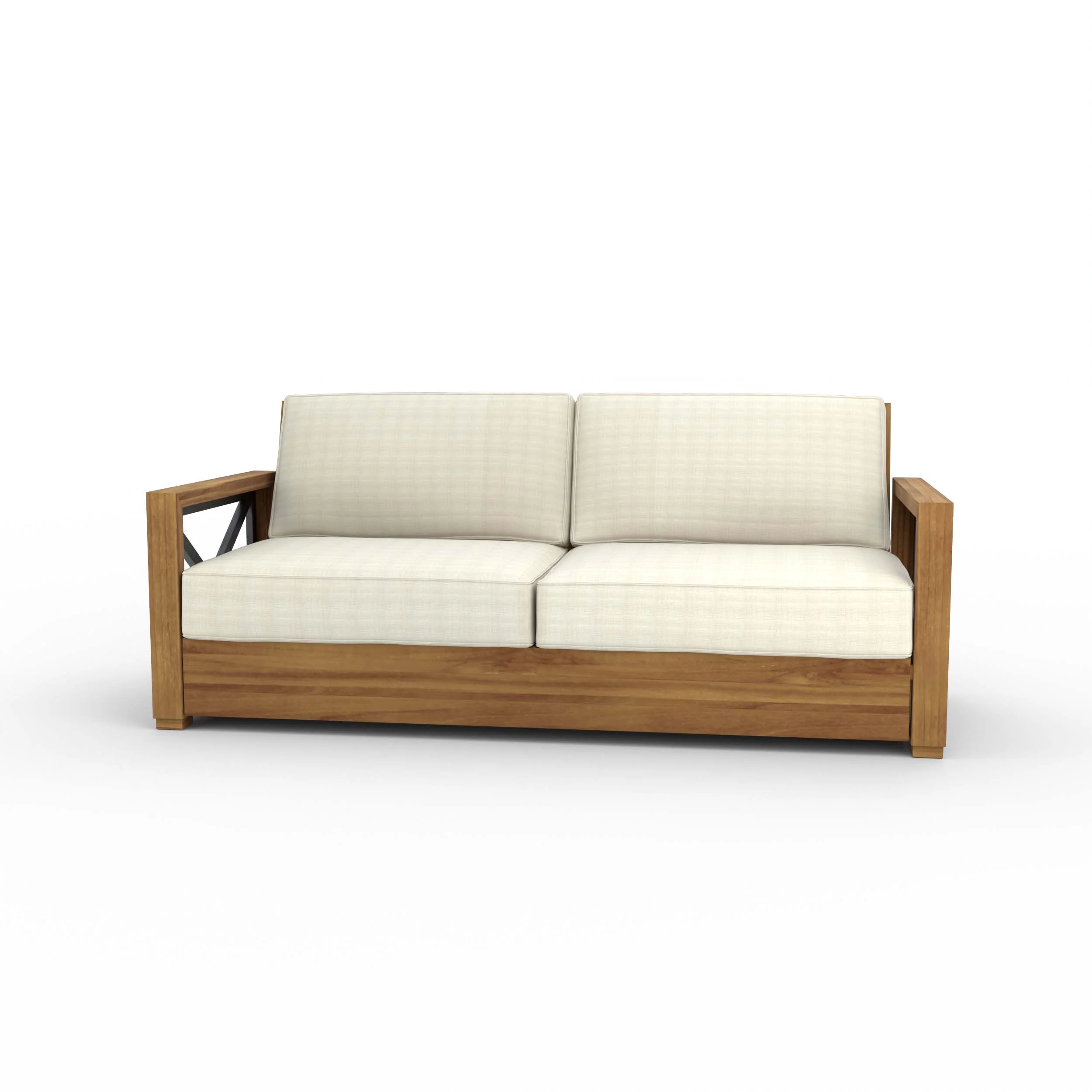 Provence Teak Wood Patio Sofa with Ivory Cushion - Image 12