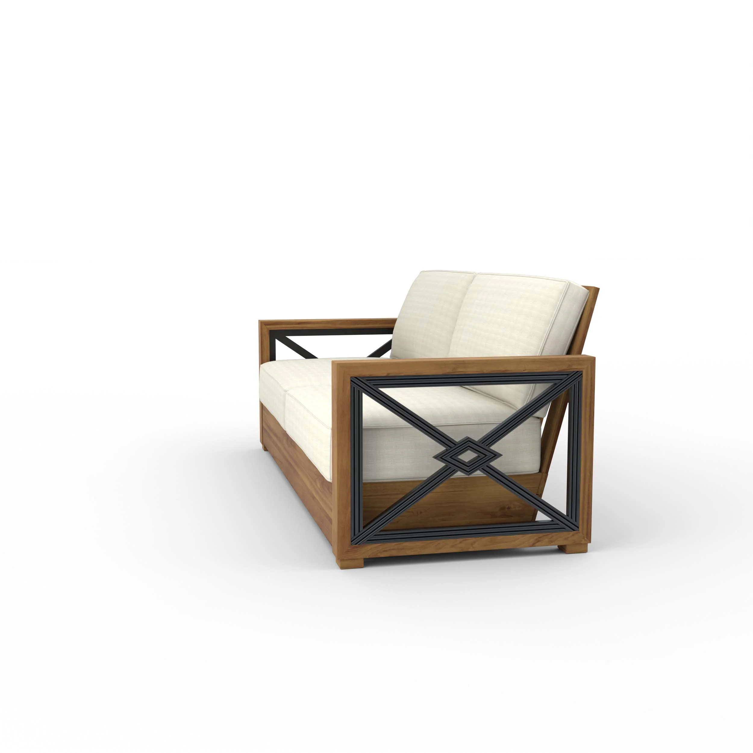 Provence Teak Wood Patio Sofa with Ivory Cushion - Image 20