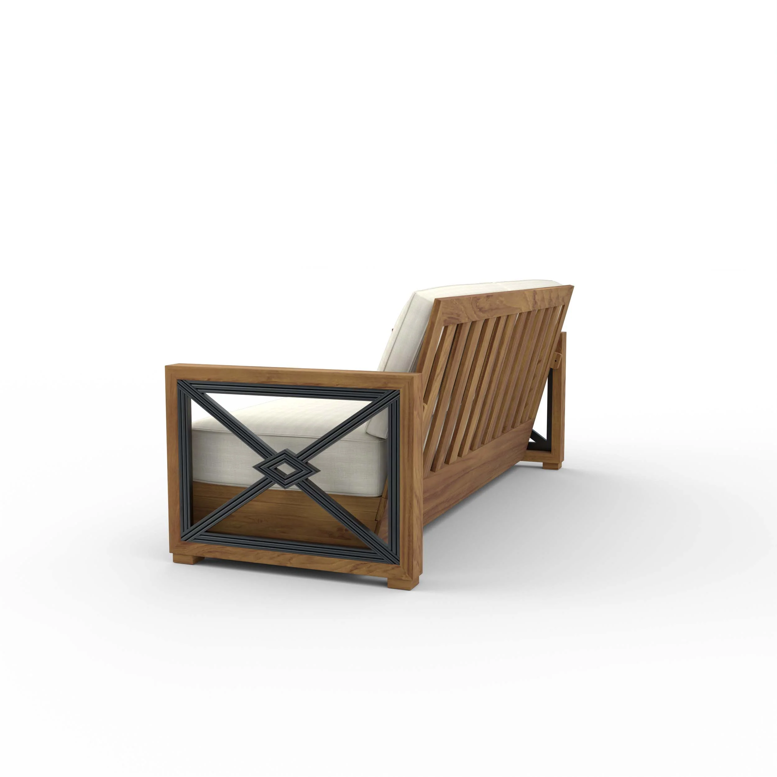 Provence Teak Wood Patio Sofa with Ivory Cushion - Image 24