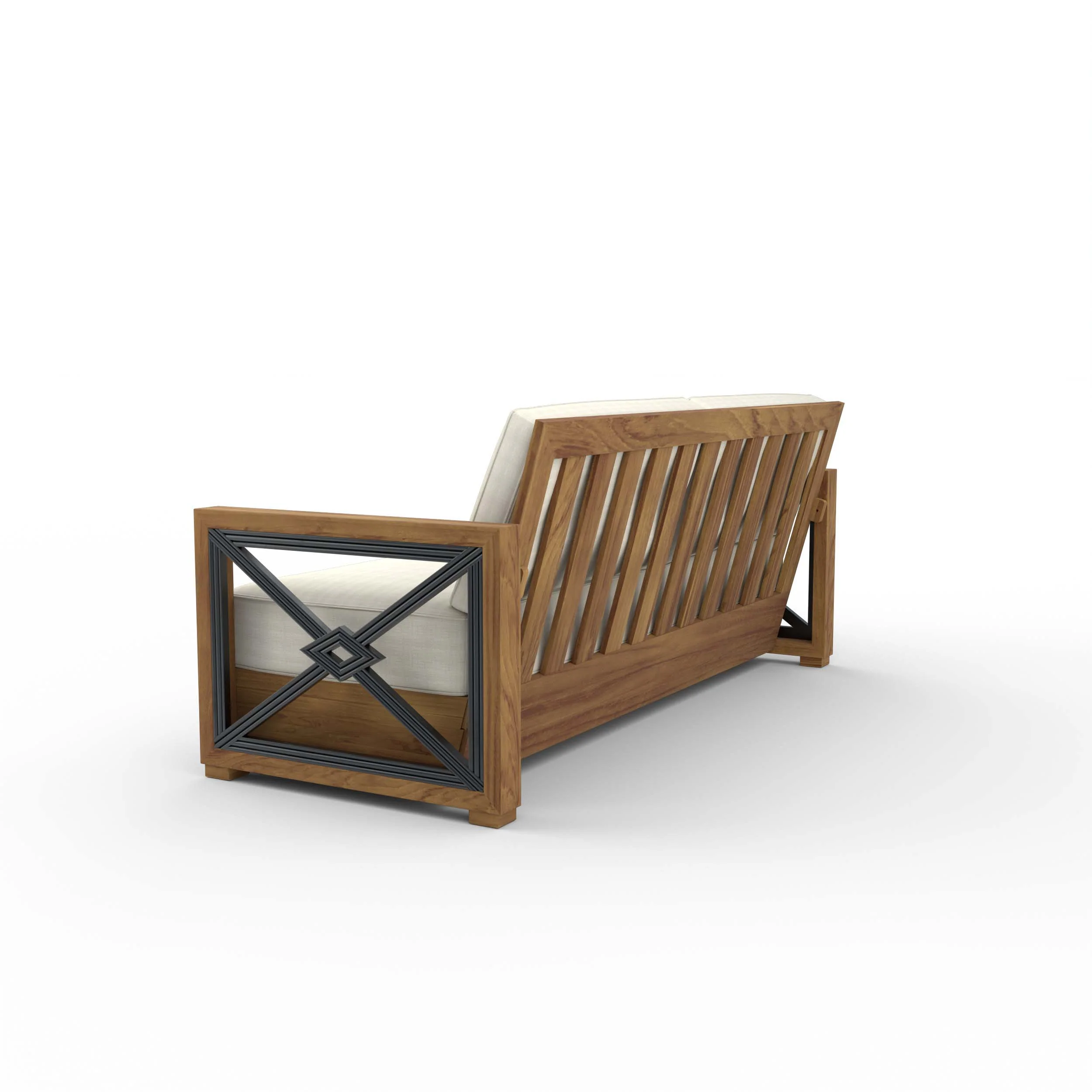 Provence Teak Wood Patio Sofa with Ivory Cushion - Image 25