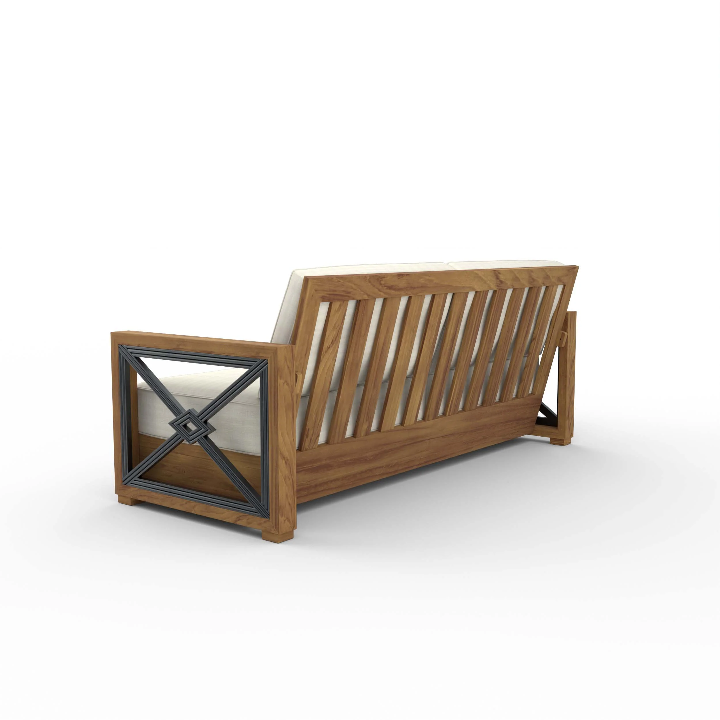 Provence Teak Wood Patio Sofa with Ivory Cushion - Image 26