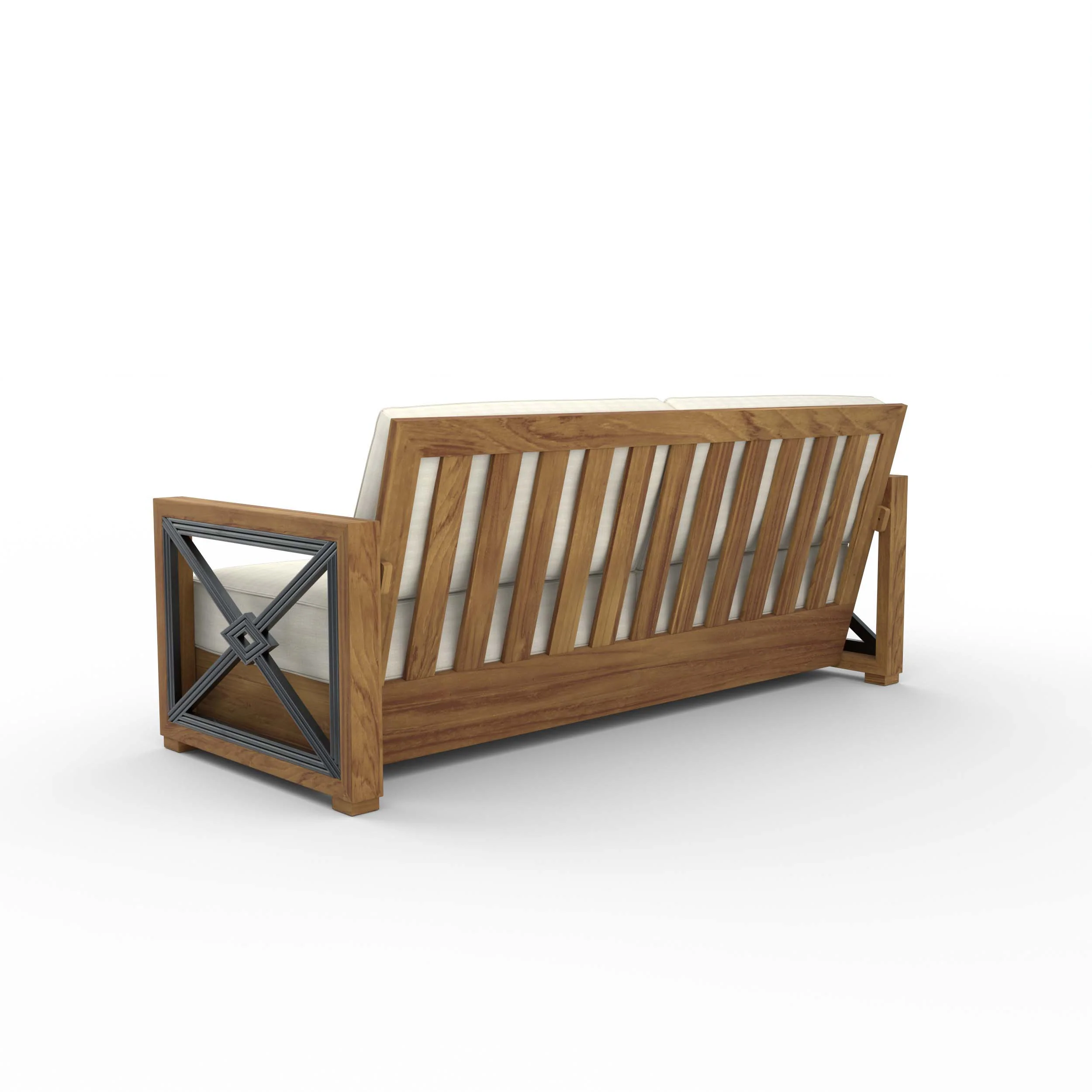 Provence Teak Wood Patio Sofa with Ivory Cushion - Image 27