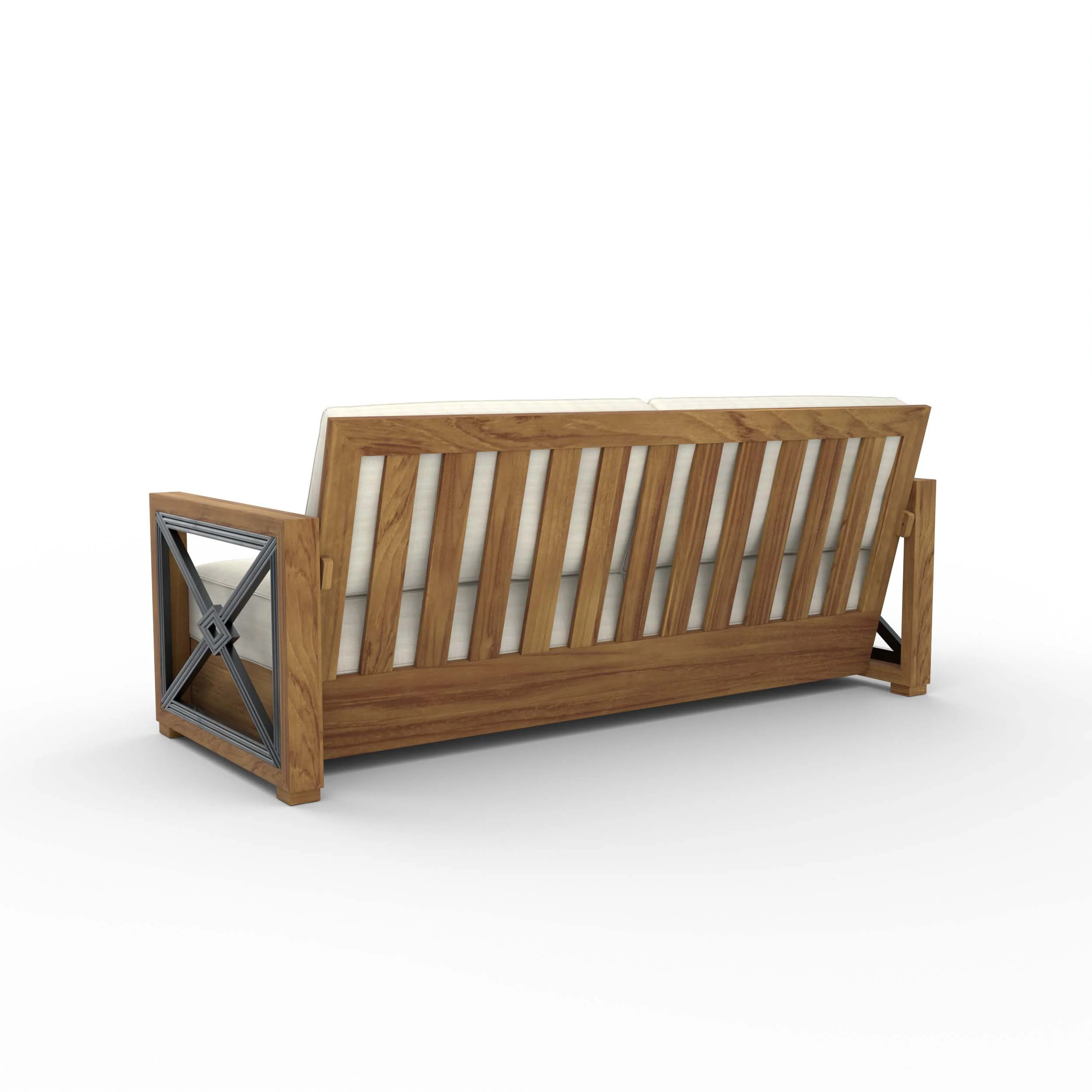 Provence Teak Wood Patio Sofa with Ivory Cushion - Image 28
